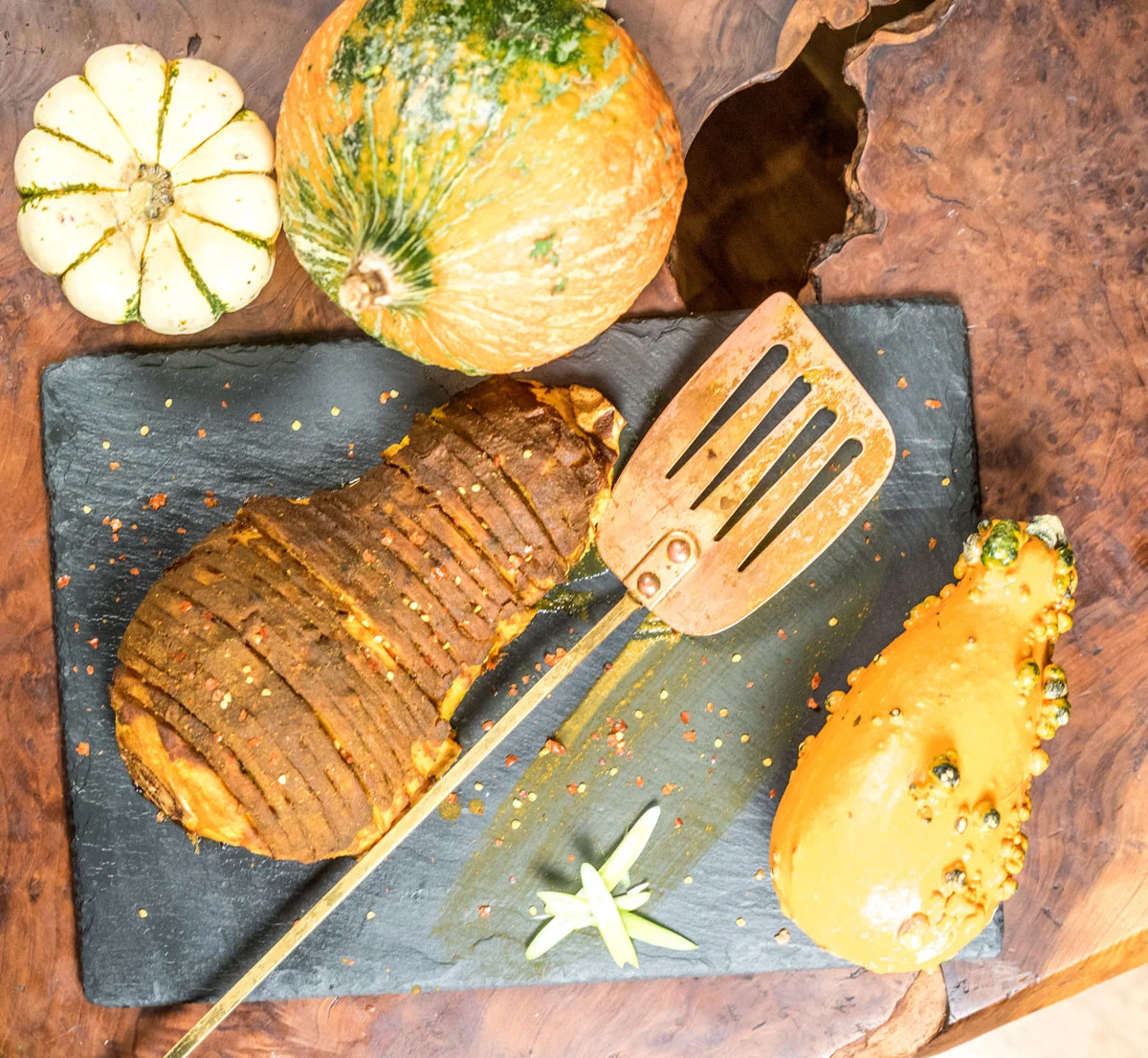 Curry Braised and Brushed Squash