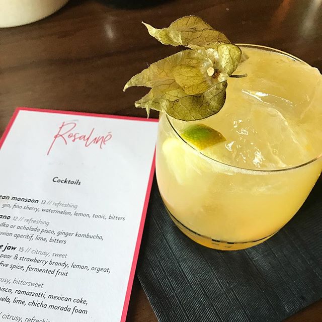 Don't worry about us, we're just daydreaming at our desk about our fantastic dinner last week at Rosalin&eacute; and this Quita Calźon with mezcal, coconut water + lime. Really, we're JUST.FINE.
