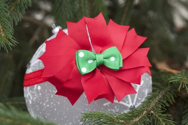 Green Polka Dot Bow Red