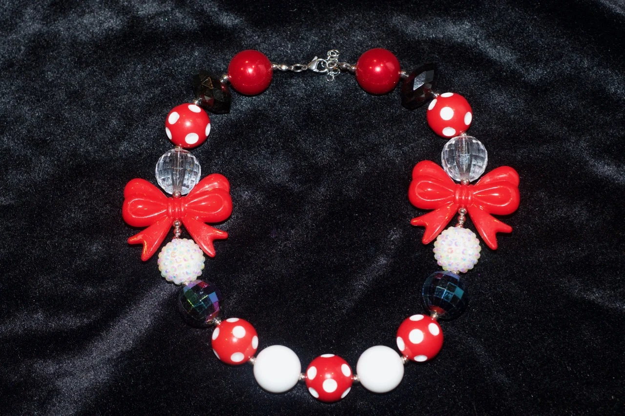 Red White & Bow Necklace