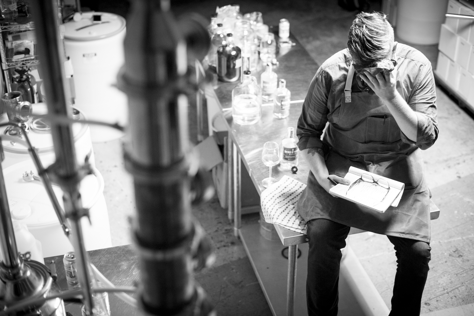  Photograph of a distiller making craft spirits in Los Angeles, California  