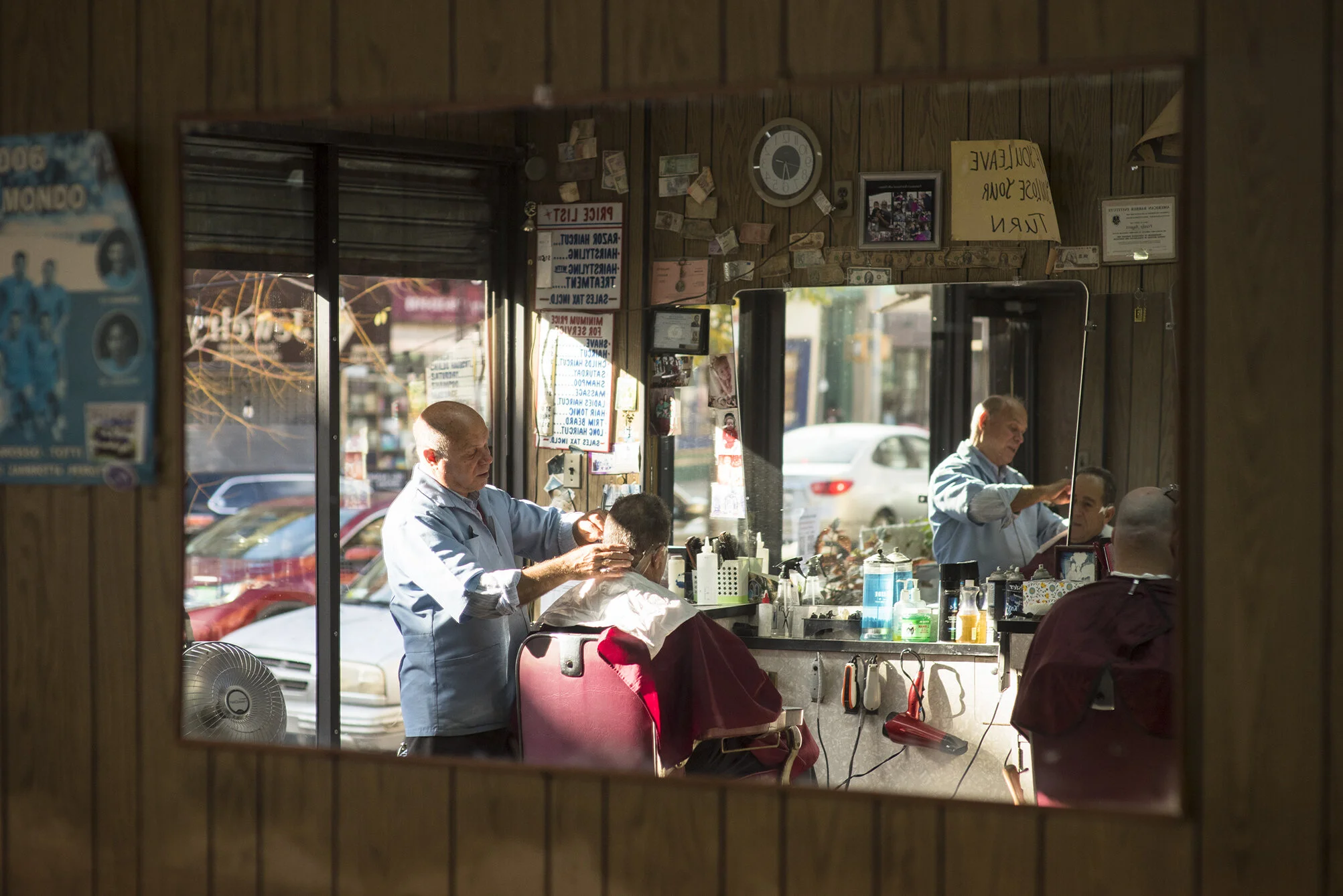  Photograph of a traditional barbershop in Brooklyn, New York City    