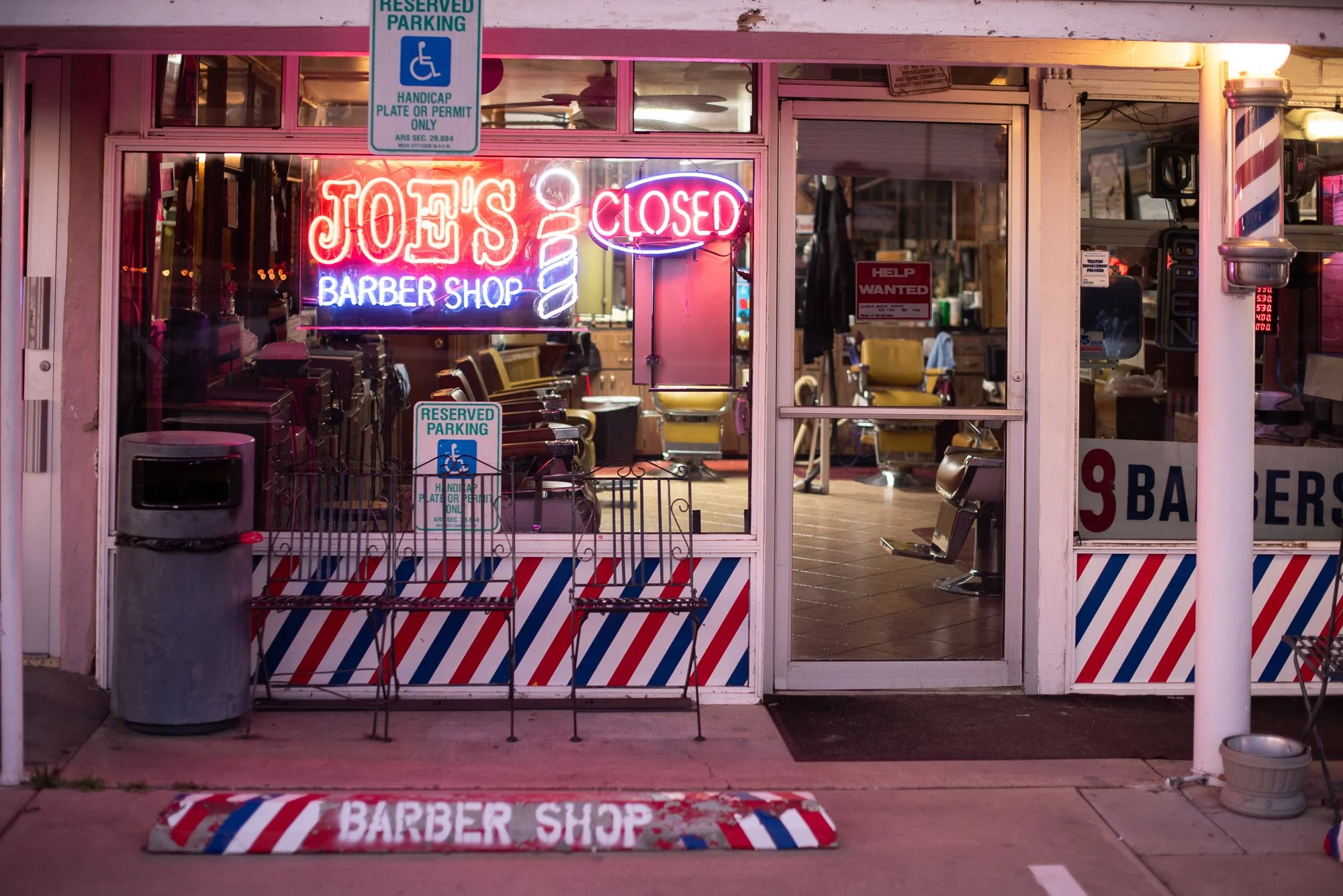  Photograph of a colorful traditional barbershop in Mesa, Arizona  