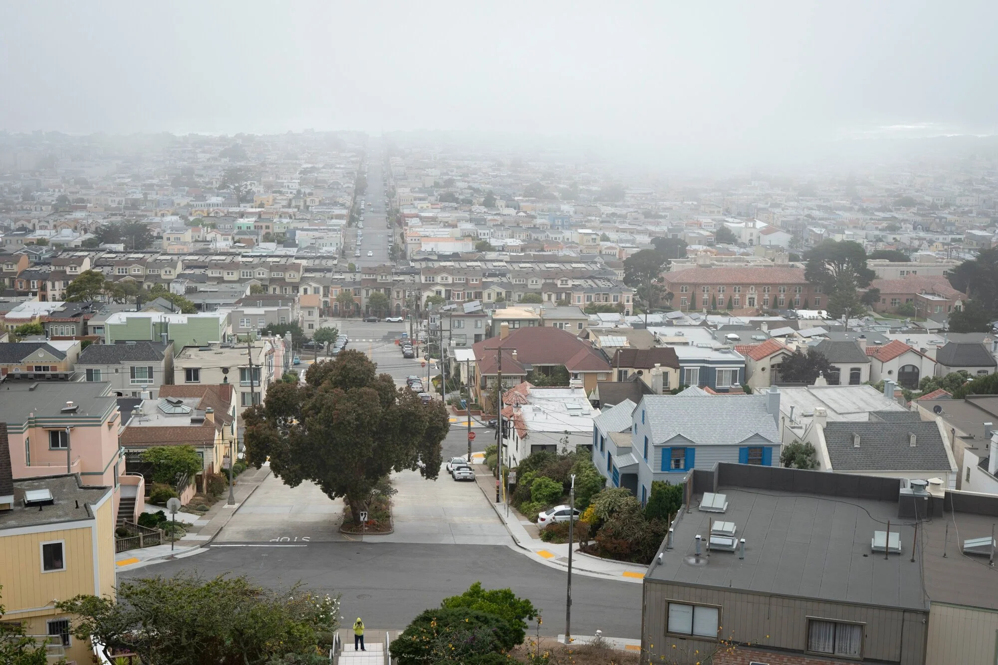  Photograph looking over the Golden Gate Heights neighborhood on a foggy day in San Francisco, California  