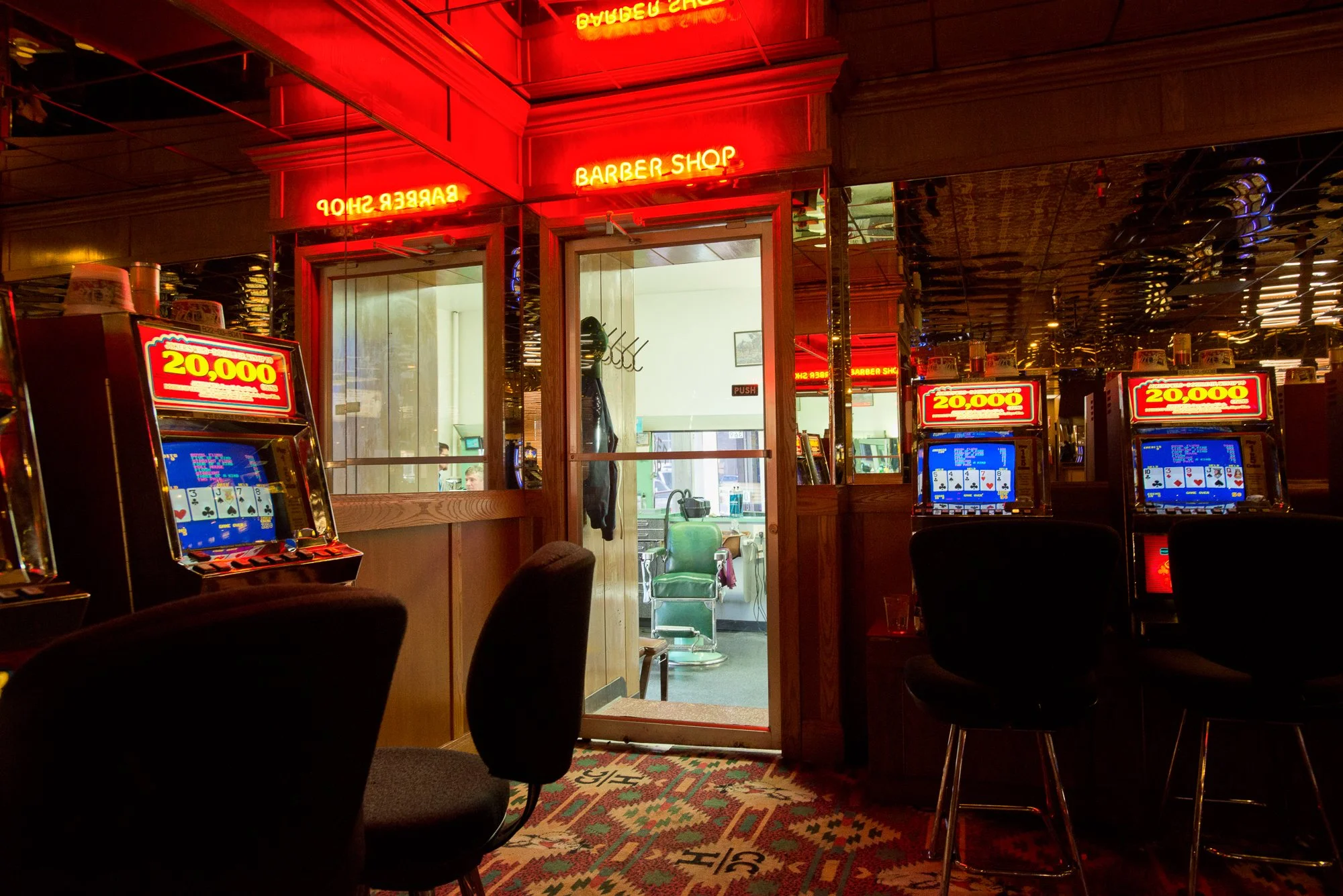  Photograph of a barbershop inside a casino in Nevada  