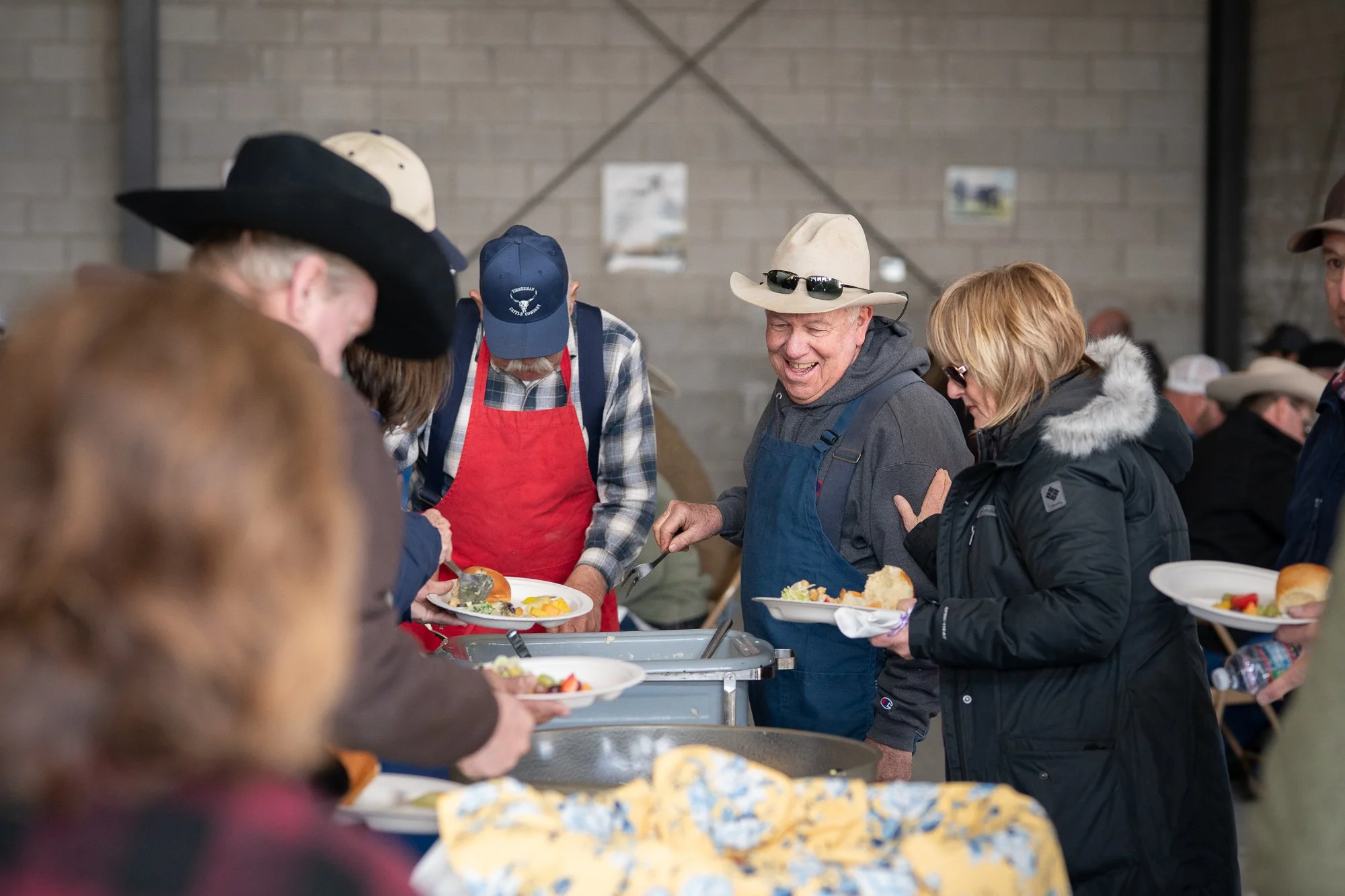 Ranchers and sale attendees getting lunch during a Nevada bull sale