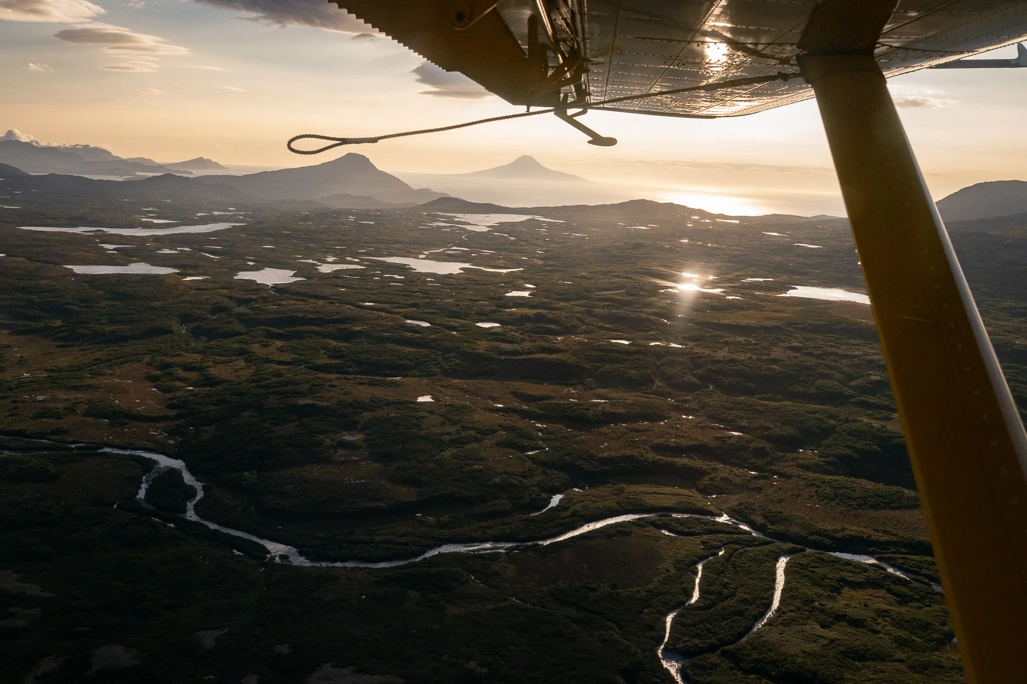 Alaskan tundra rivers and lakes viewed from a float plane