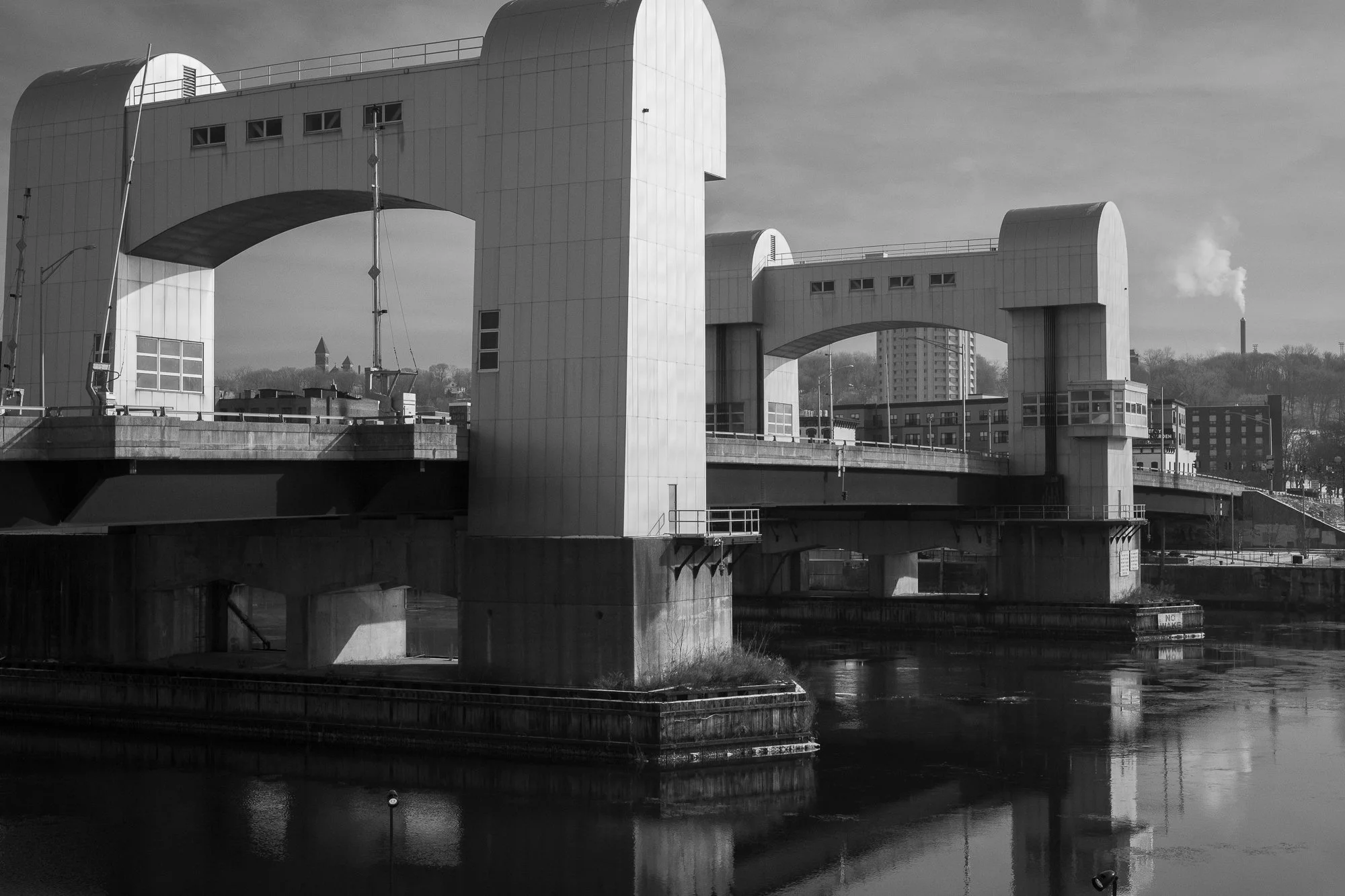 Green Island Bridge spanning the Hudson River in Troy, New York, documentary photography