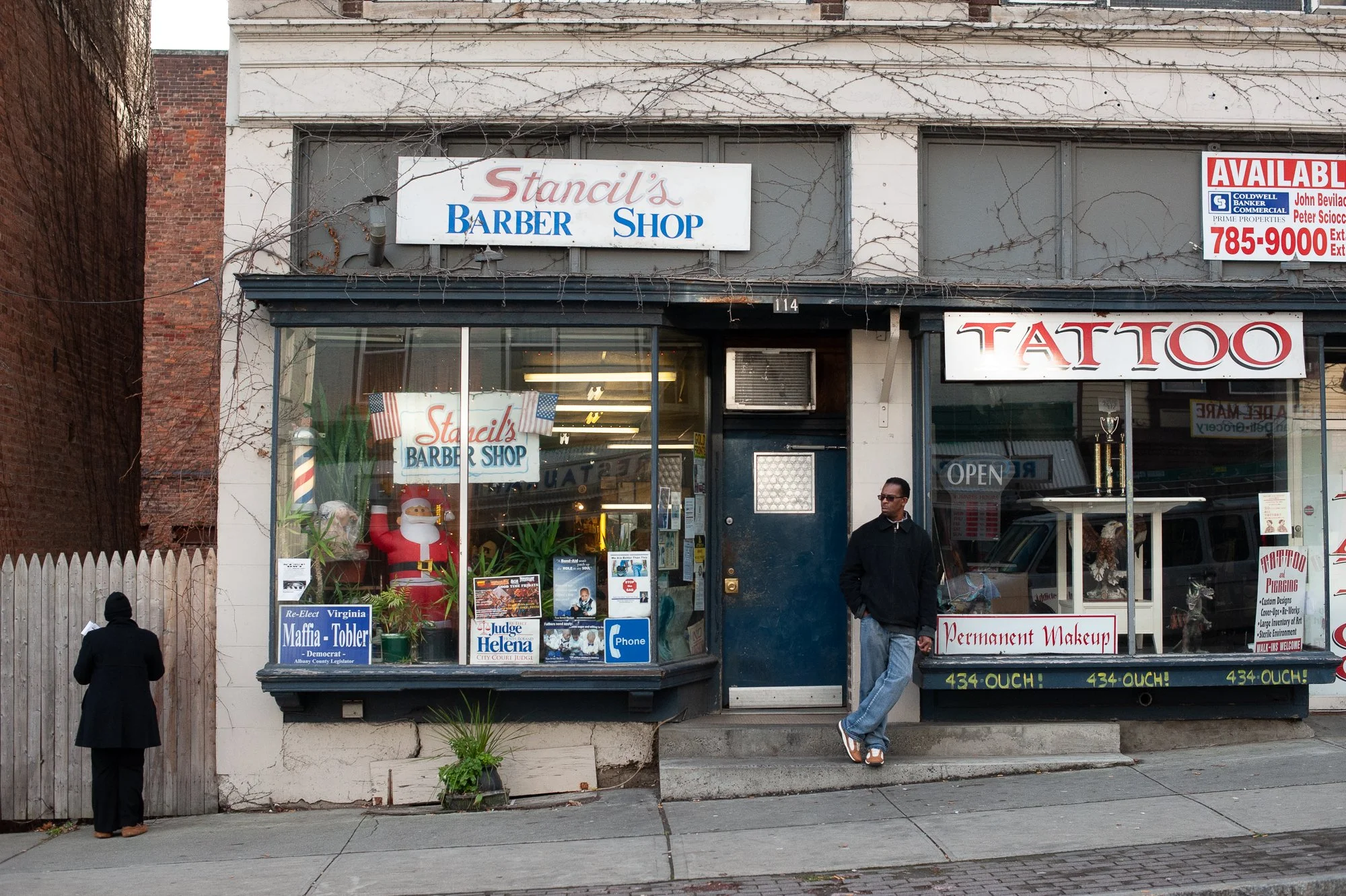 Stancil’s Barbershop exterior on Madison Avenue in Albany New York photographed in 2011, historic Black barbershop now closed