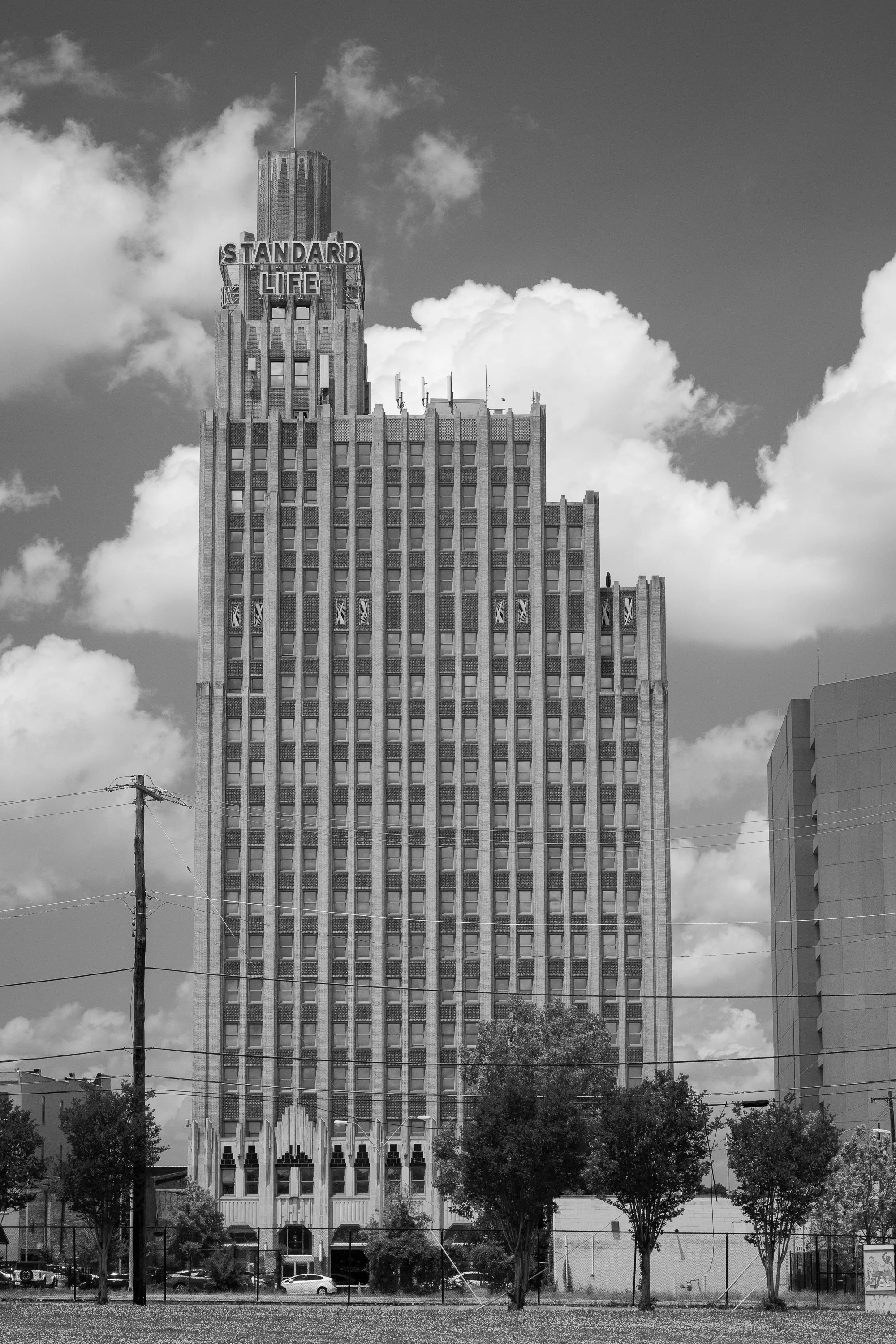 Black and white fine art print of the Standard Life Building in Jackson, Mississippi