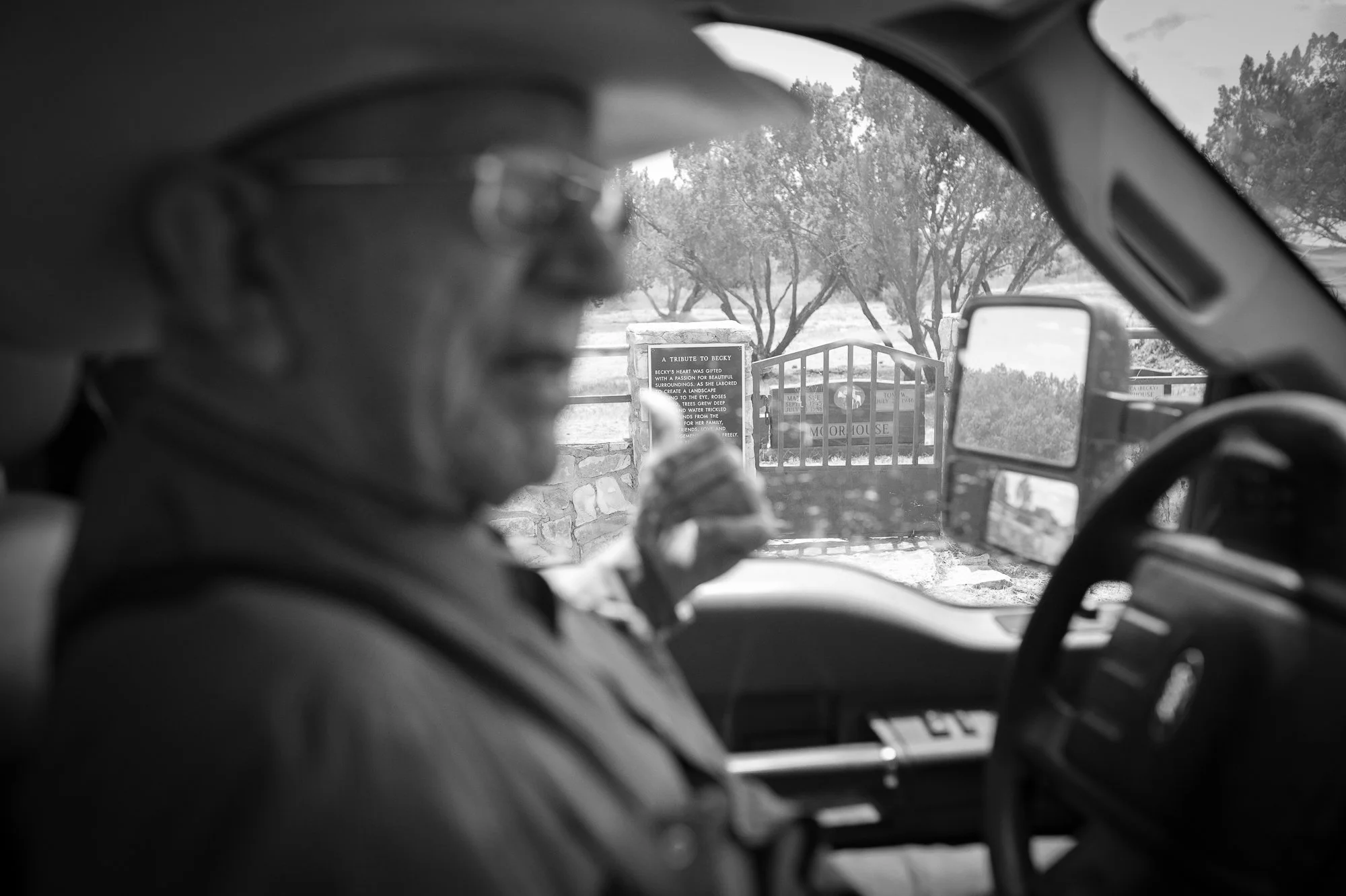 Photograph of Tom Moorhouse at the cemetery on his ranch