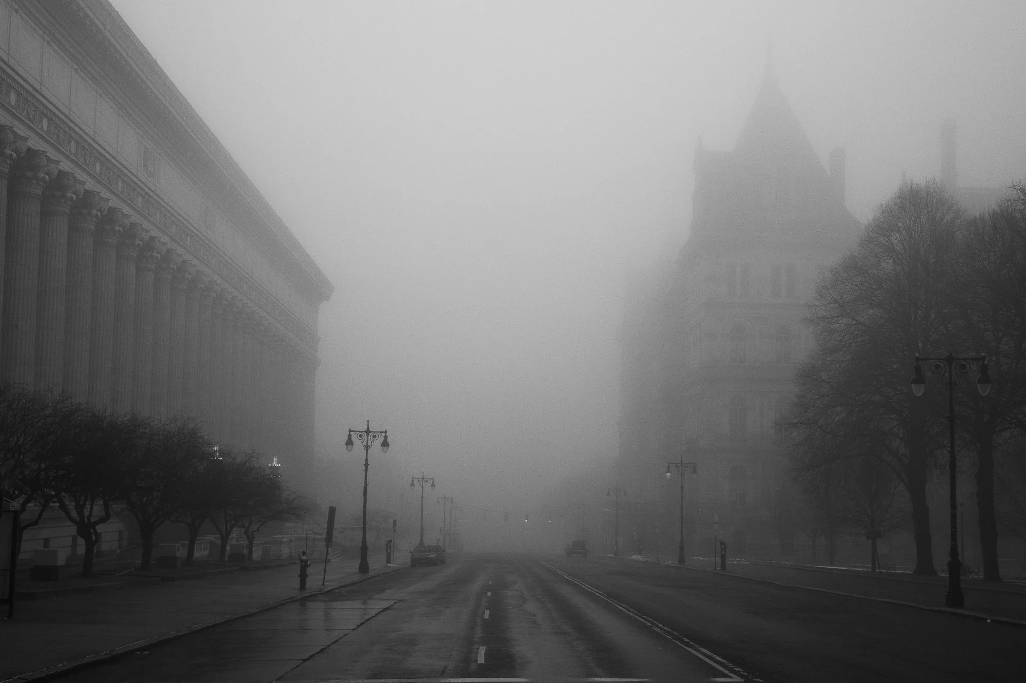 Timeless black and white photograph of Albany, New York
