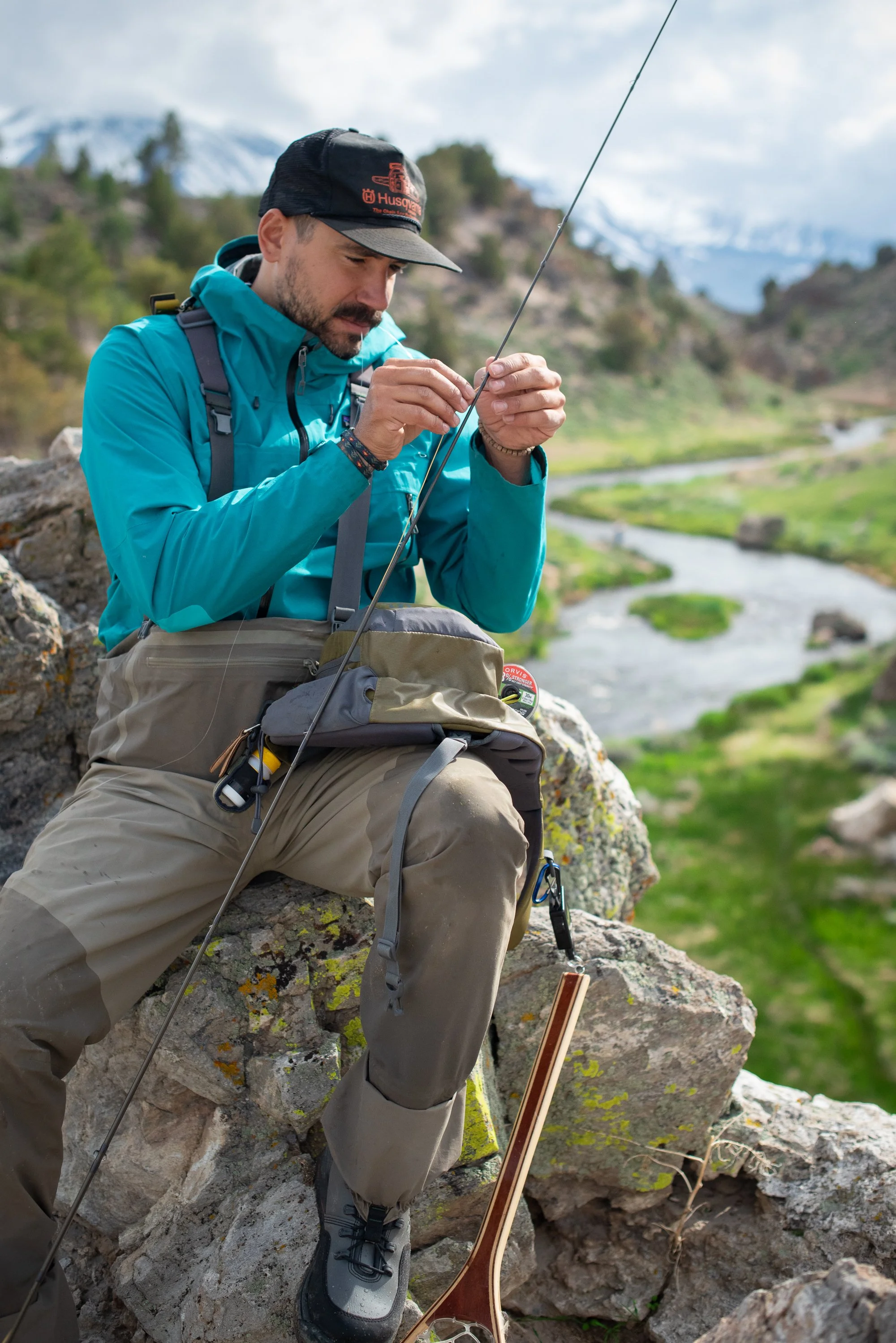 Portrait of a fly fisherman in Mammoth, CA