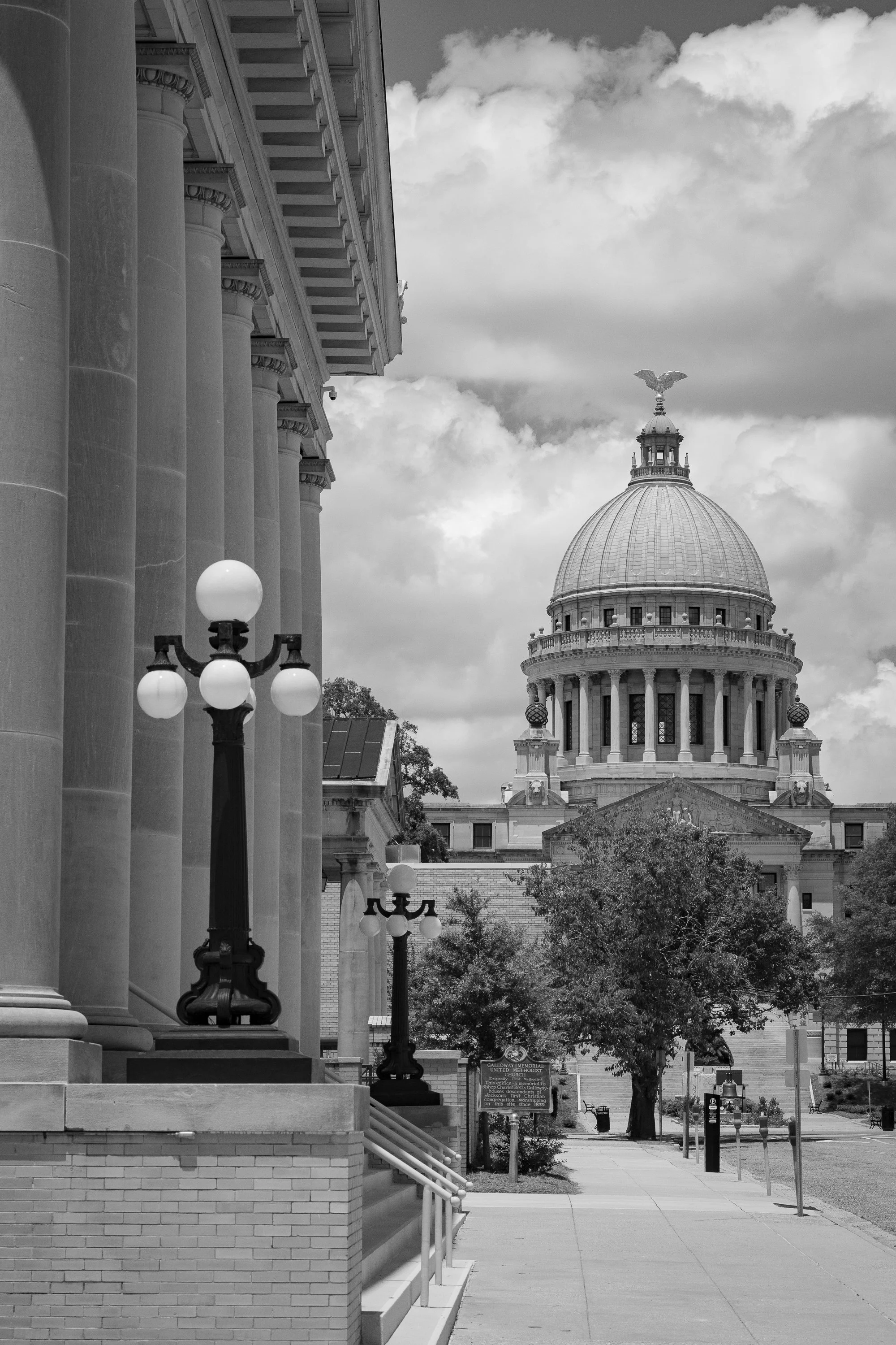Black and white fine art print of the capitol building in Jackson, Mississippi