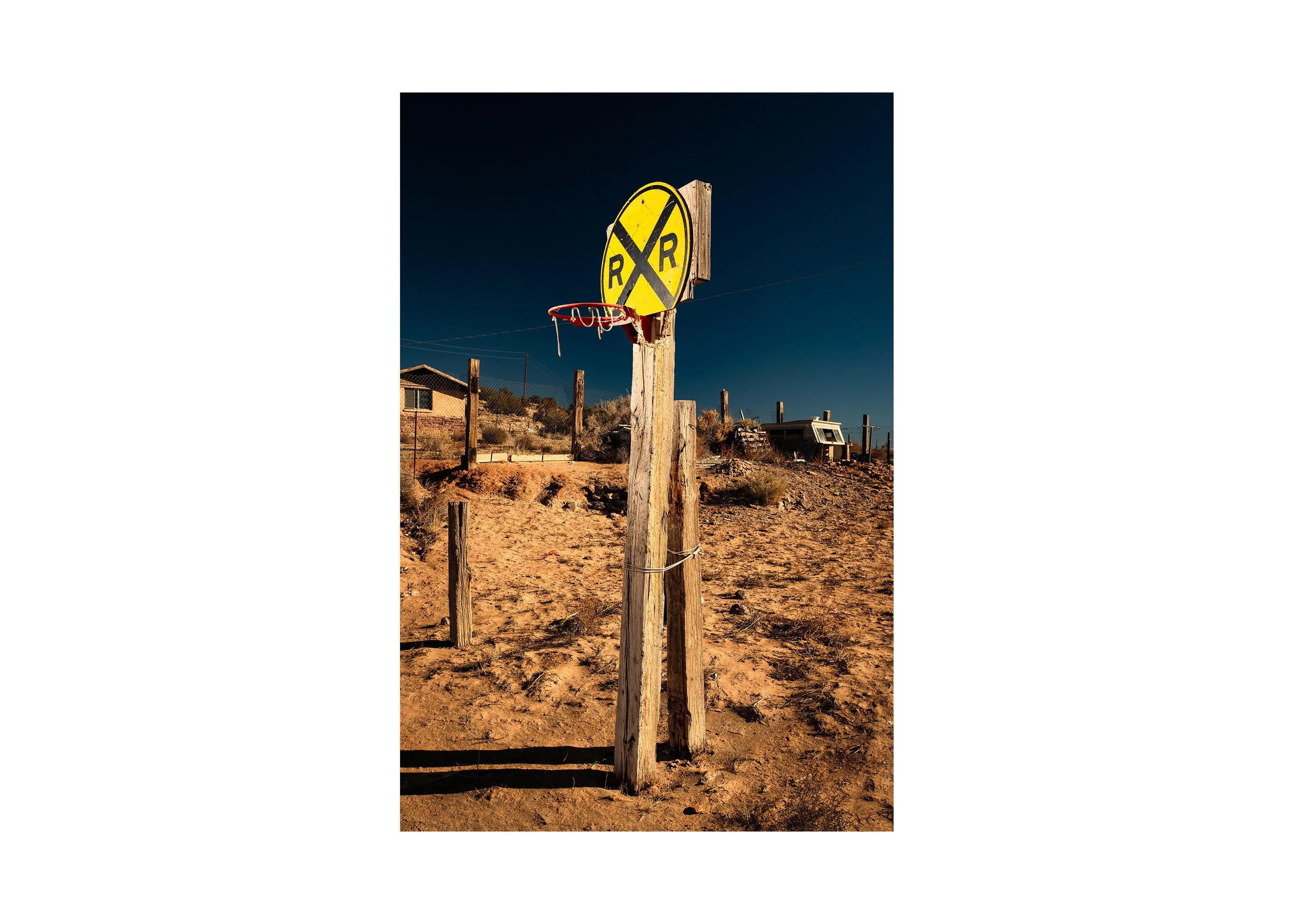 Wall art print of a homemade basketball hoop