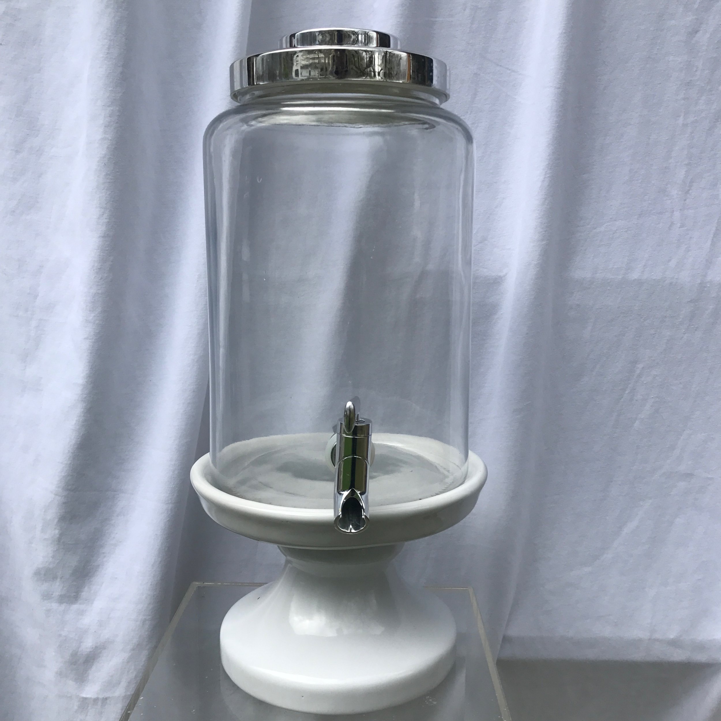 Glass Beverage Dispenser with White Stand
