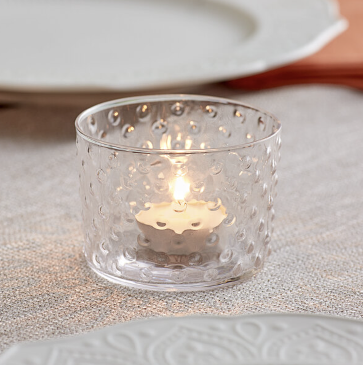 Clear Hobnail Votive