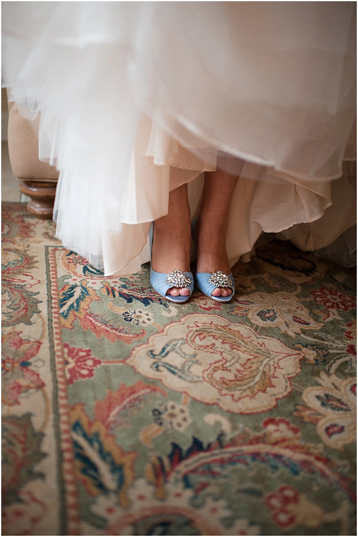 bride wearing badgley mischka
