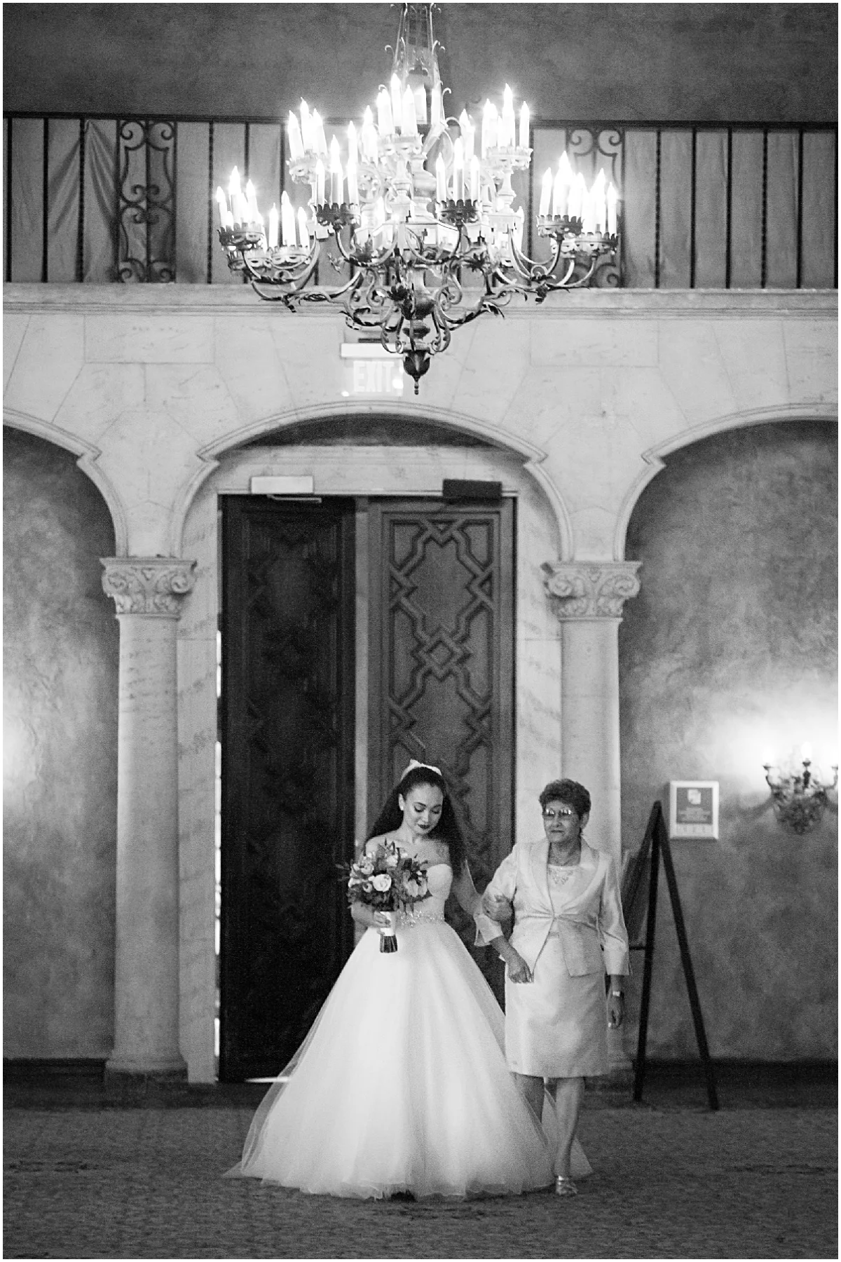 bride coming down the aisle at the biltmore hotel