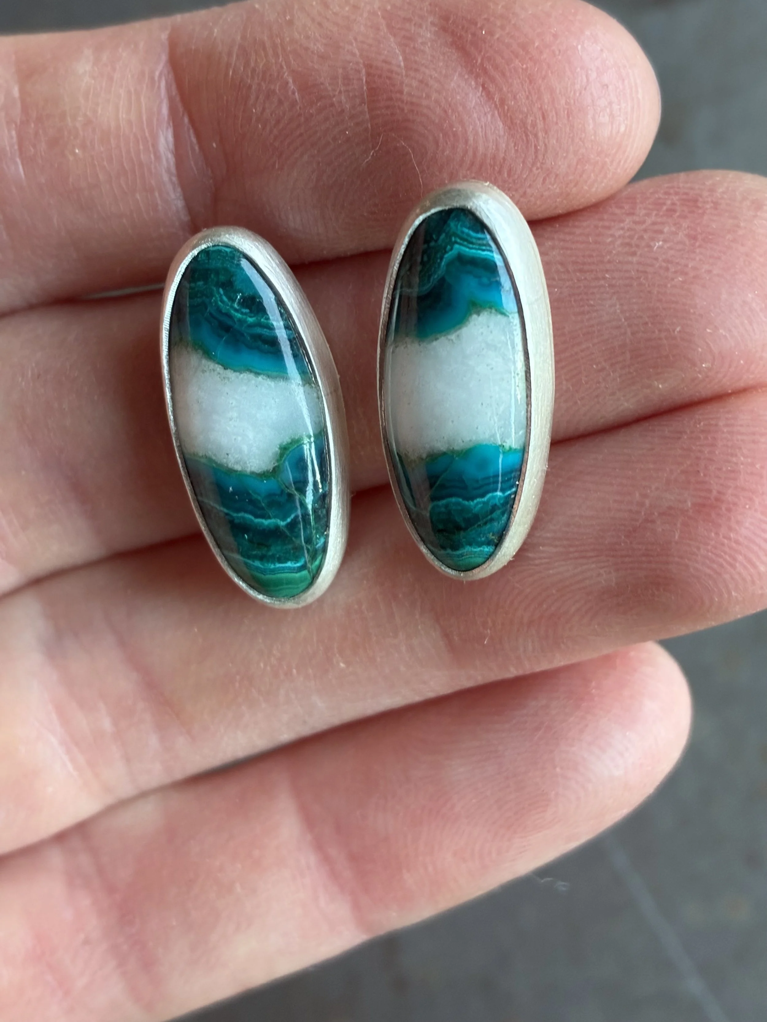Chrysocolla Malachite Quartz Earrings