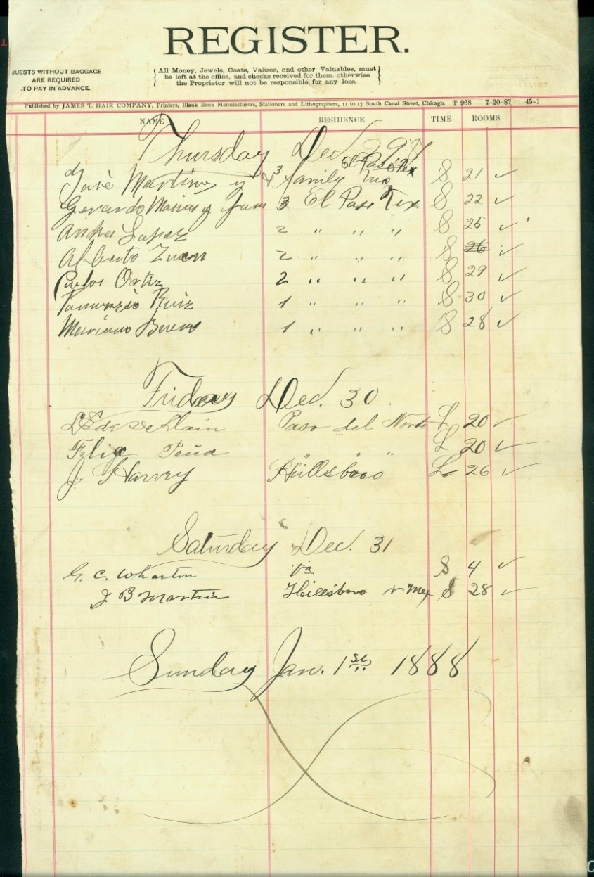 Amador Desk Register, December 1887