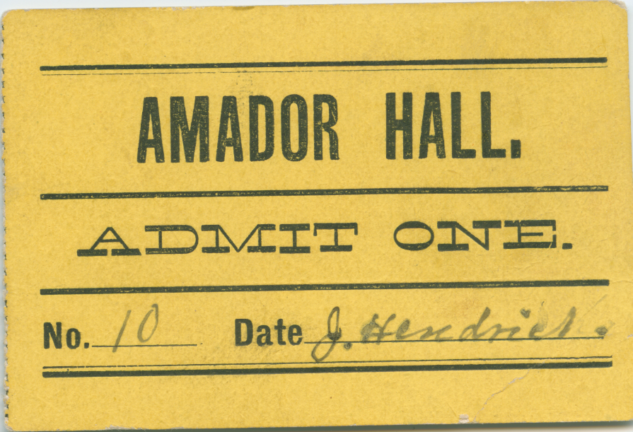 Admission Ticket to Entertainment Hall, circa 1885-1905