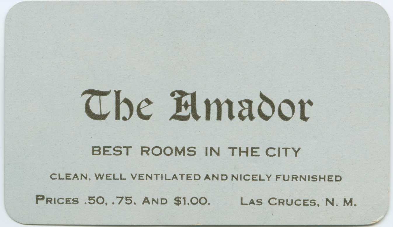 Amador Hotel Business Card, 1920s