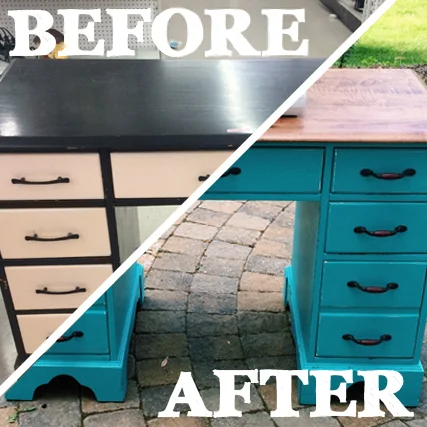 DIY Refinished Craft Room Desk