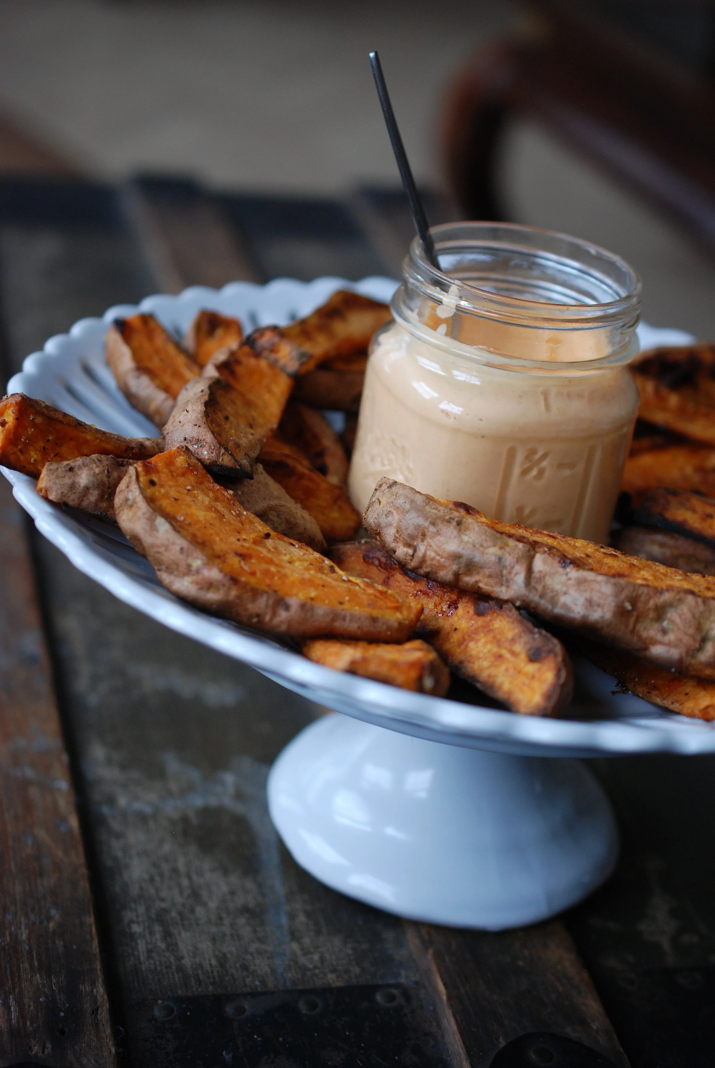 Sweet Potato Wedges with Red Curry Aioli