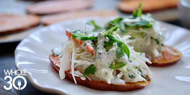 Cilantro Lime Cod on Sweet Potato Tostadas