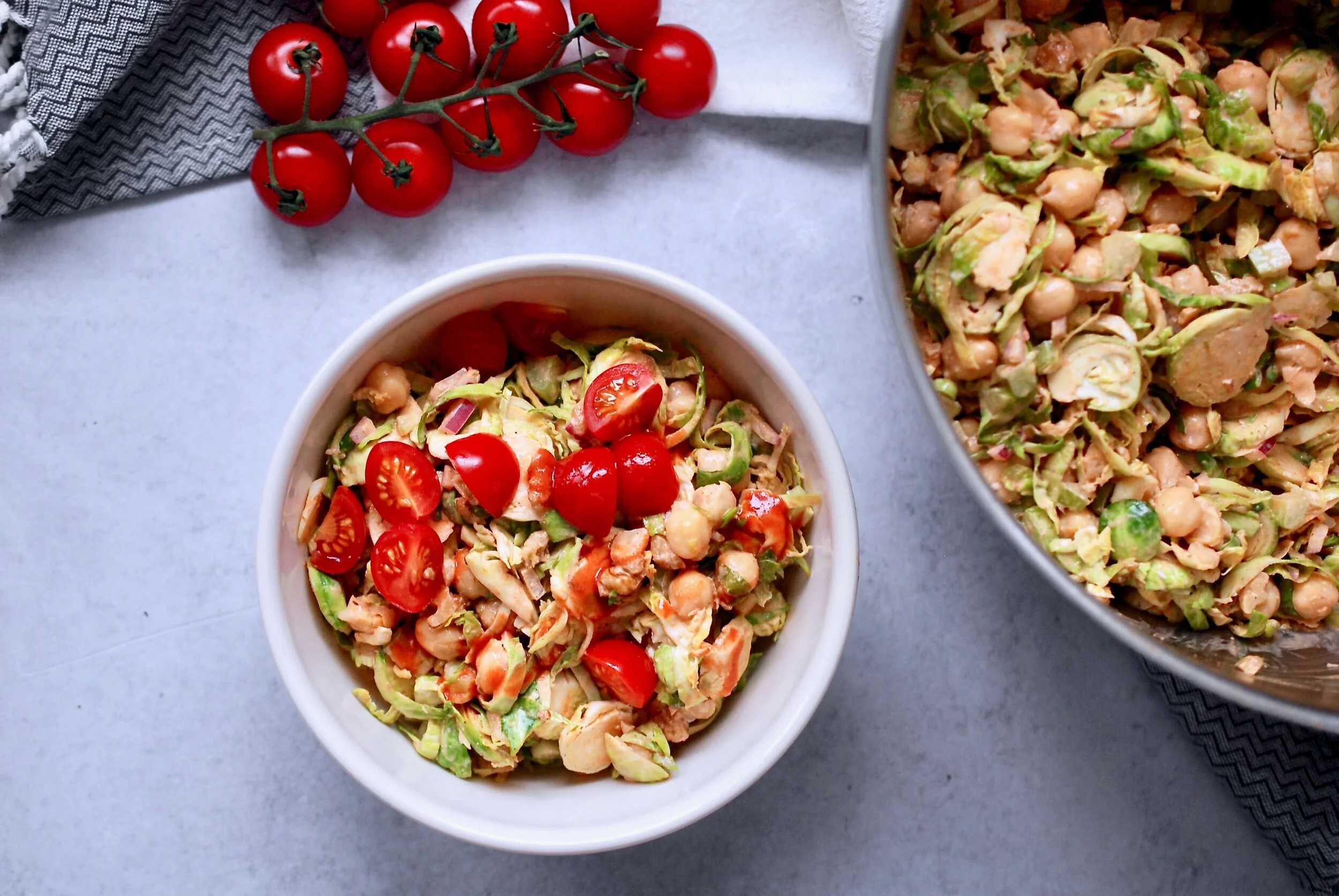 Buffalo Chickpea & Chopped Brussels Sprouts Salad