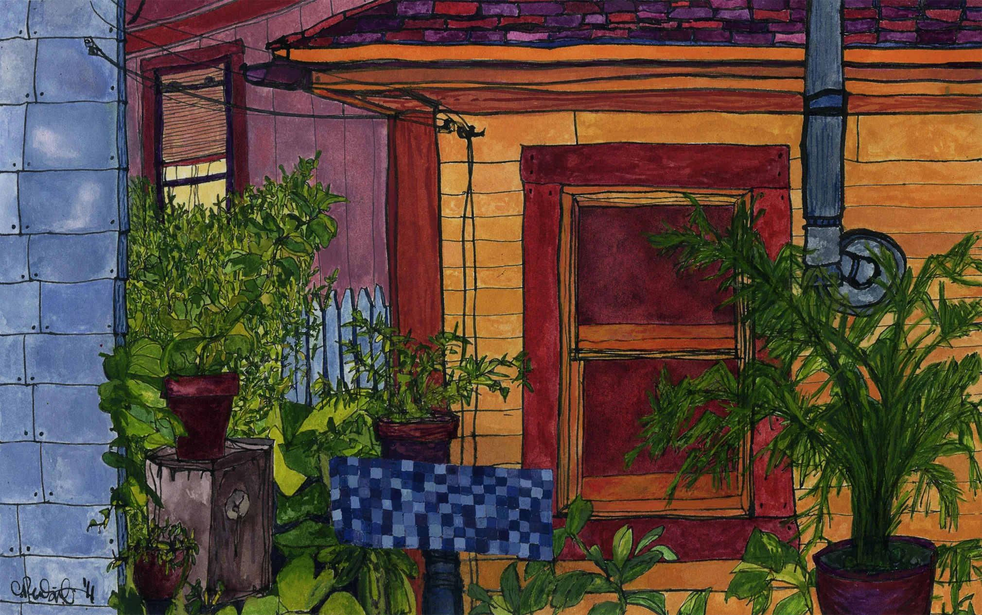 Lady Sanctuary , 2011 gouache and ink on paper 7 x 11"