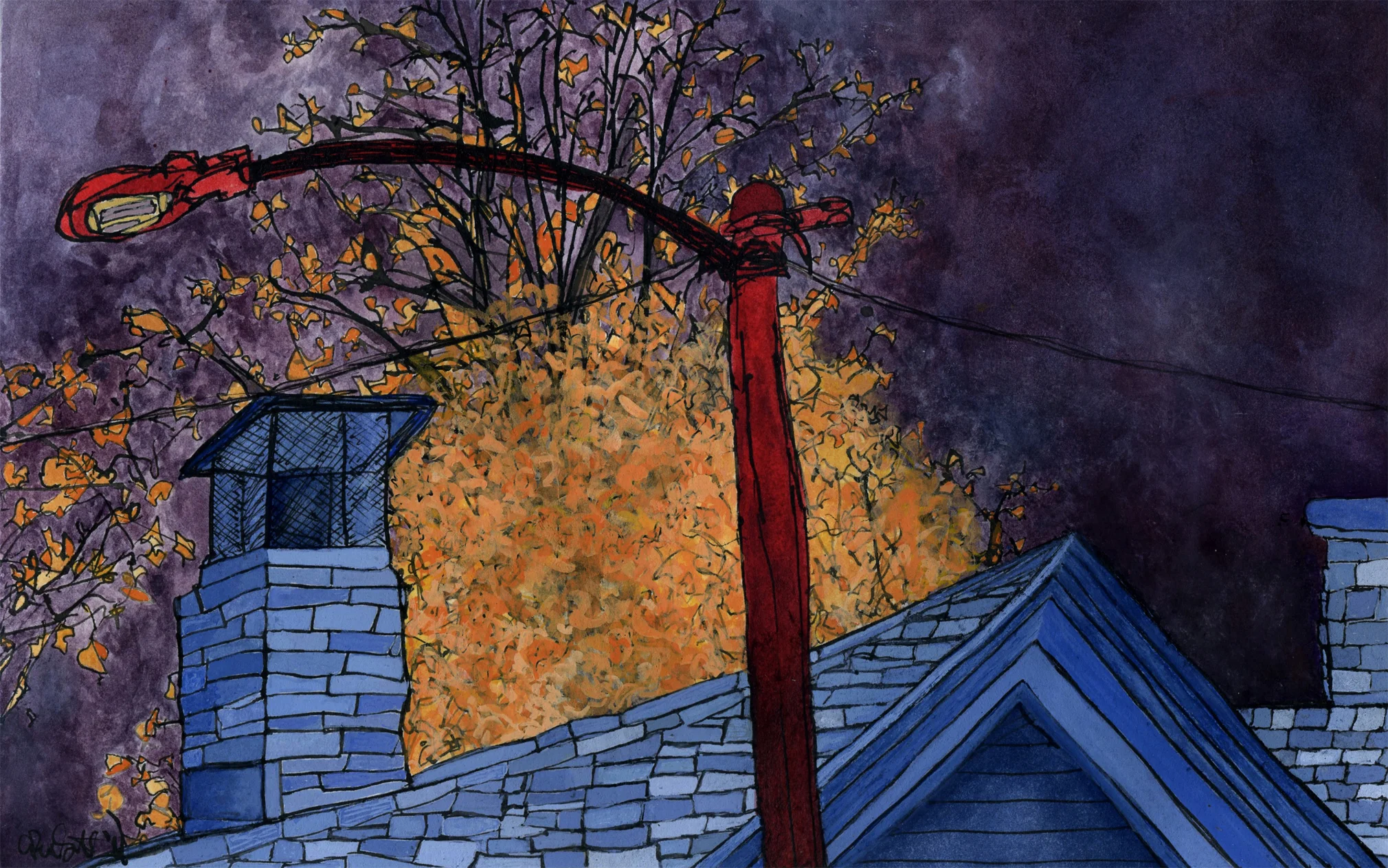 Moonlight on Slate , 2011 gouache and ink on paper 7 x 11"