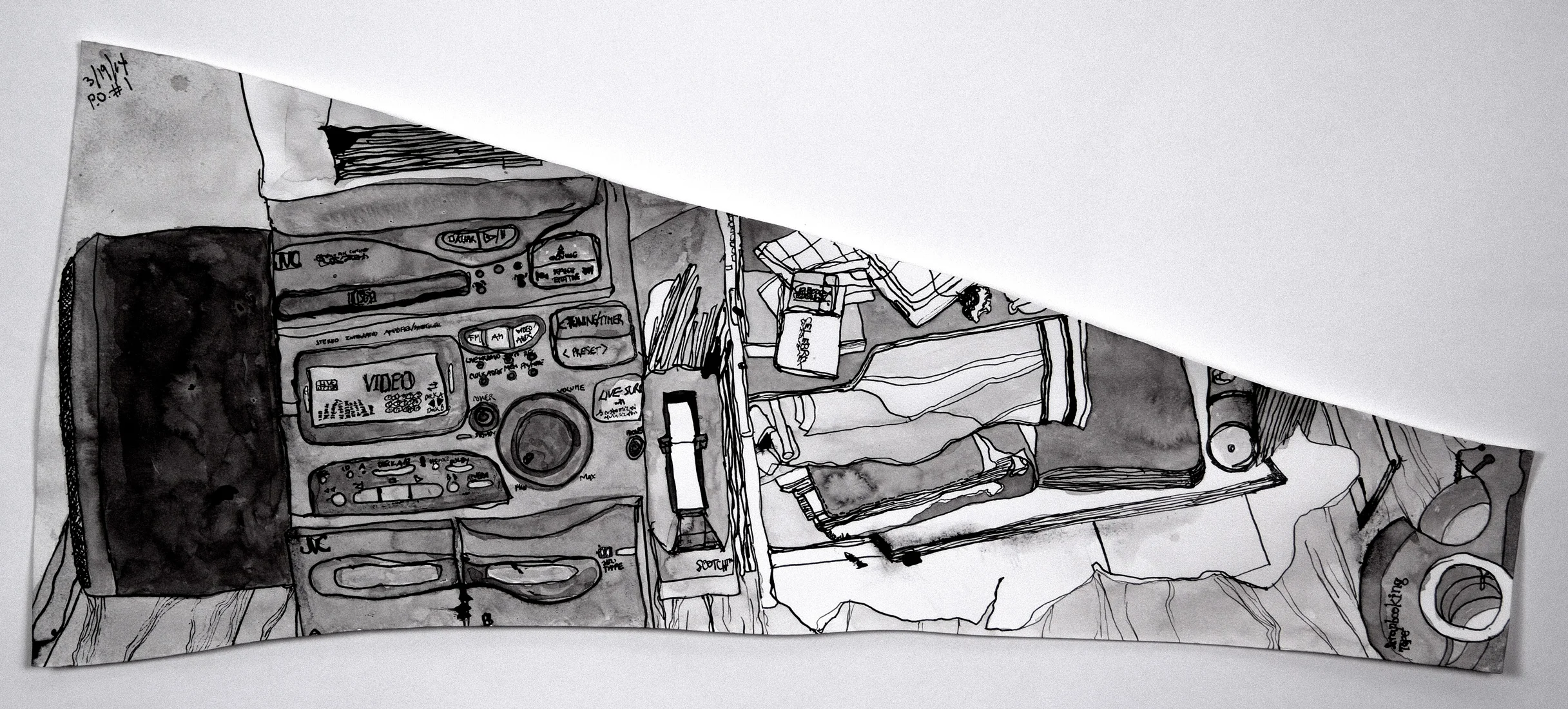 P.O. #1 (Post Op) , 2014 ink on paper 10.5 x 24"
