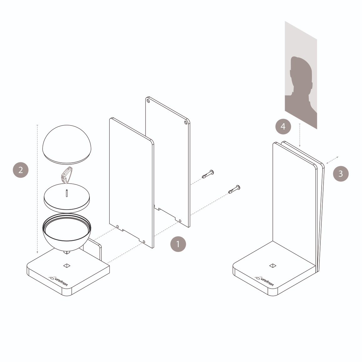 The modular design consists of square bases with 'floating' capsules that protect and enchance each invidual product. The display attempts to present hearing aids as stylish lifestyle devices as opposed to institutional products.