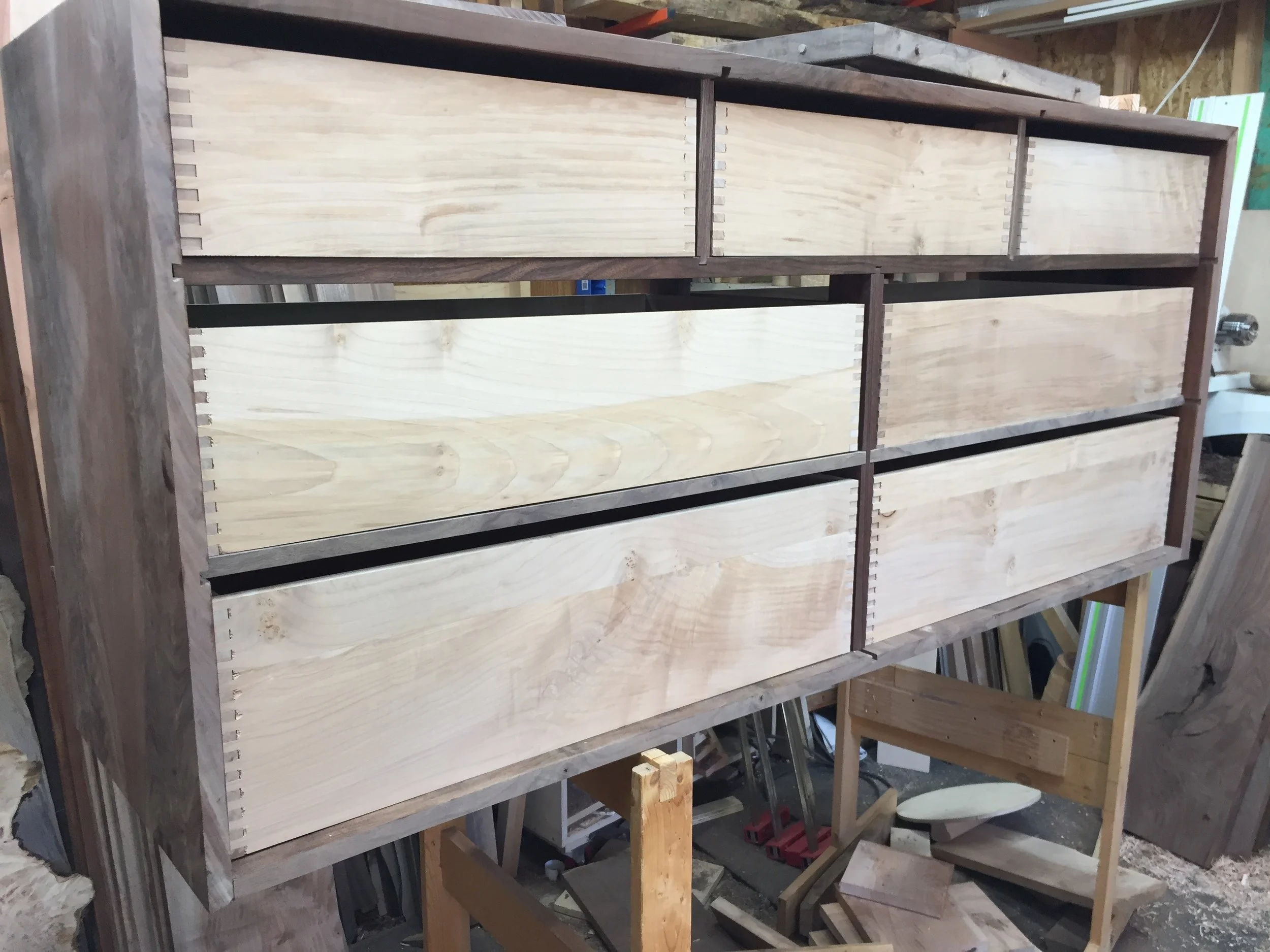 Drawer boxes before installed on the slides