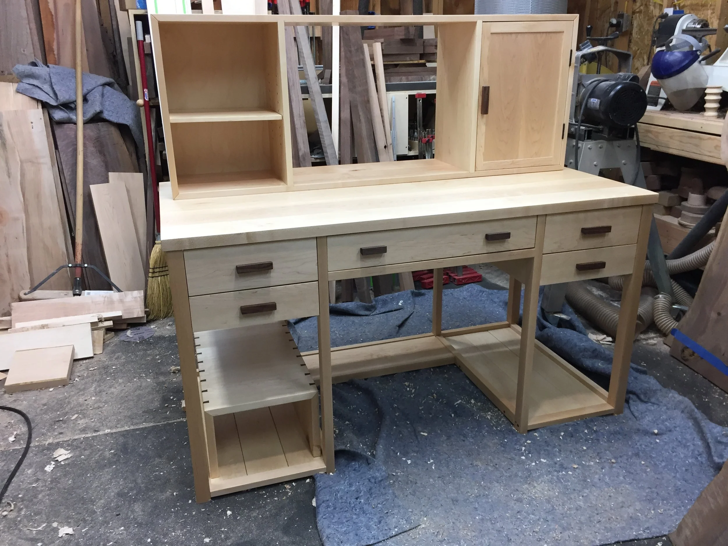 Eastern maple computer desk with walnut accents, Oct. '17