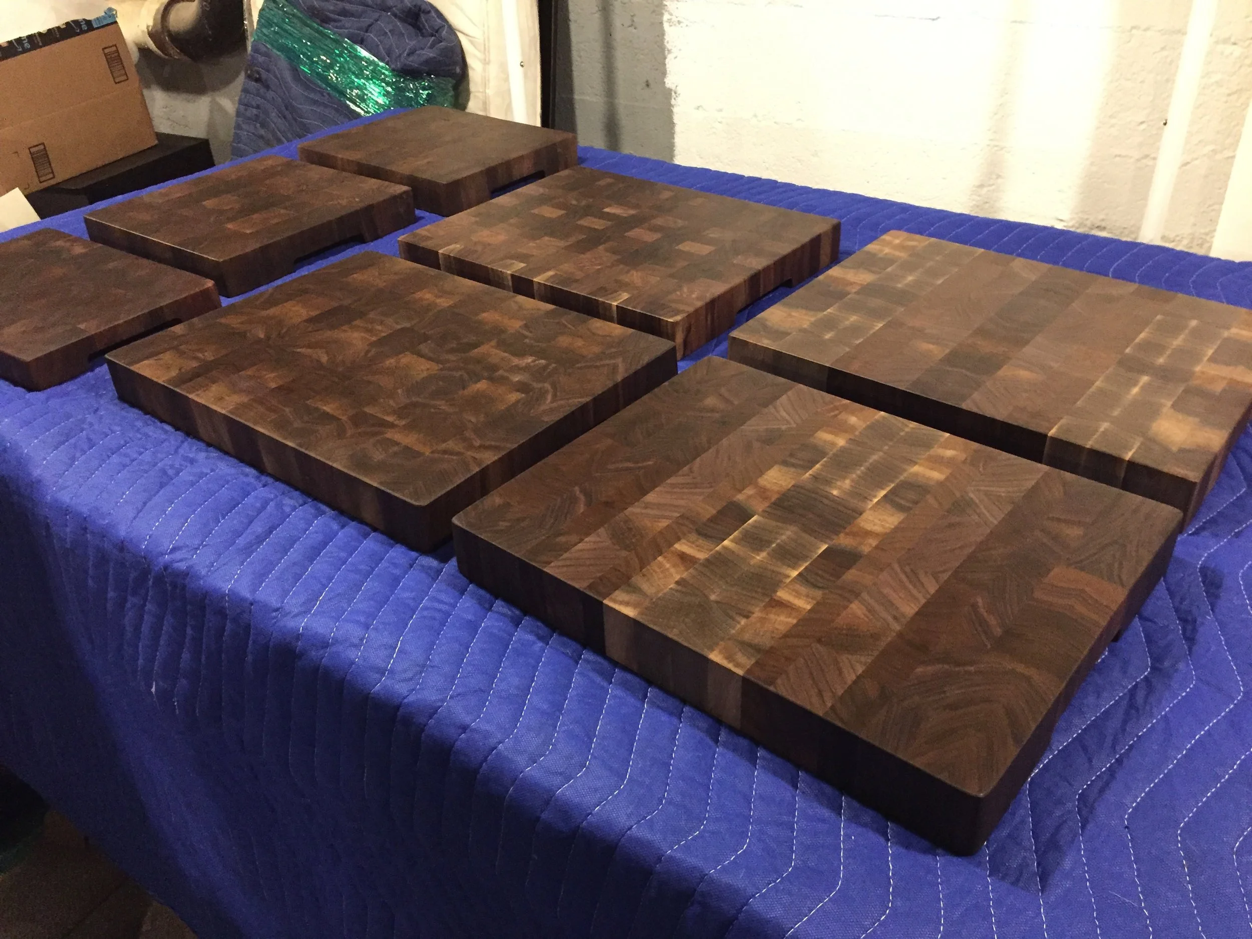 Walnut end grain cutting boards, December '17