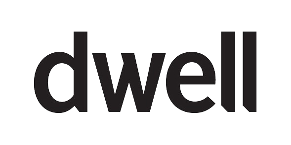 The word 'dwell' in large black lowercase letters