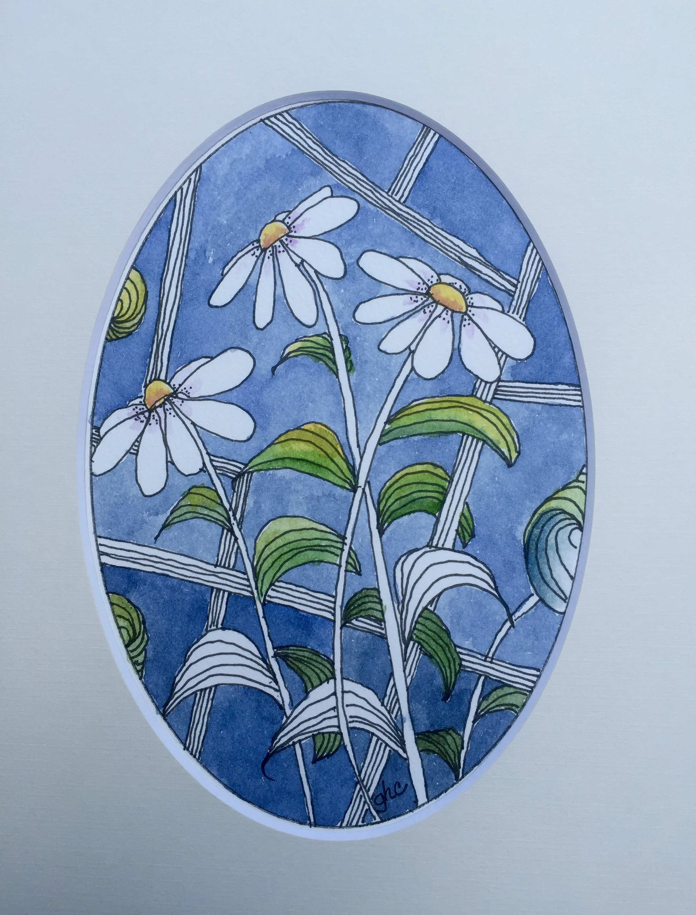 Pen & Ink with Watercolor, matted to 8 x 10. Reference #413