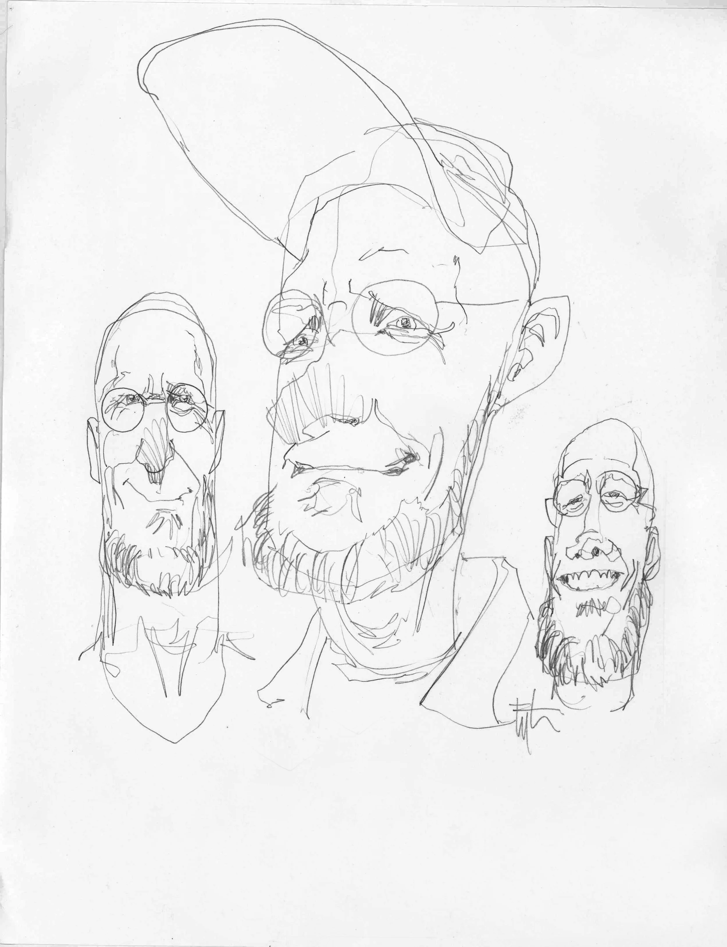 Tom Fluharty - Quick, Continuous Line Studies of this Amazing Caricature Artist/Painter