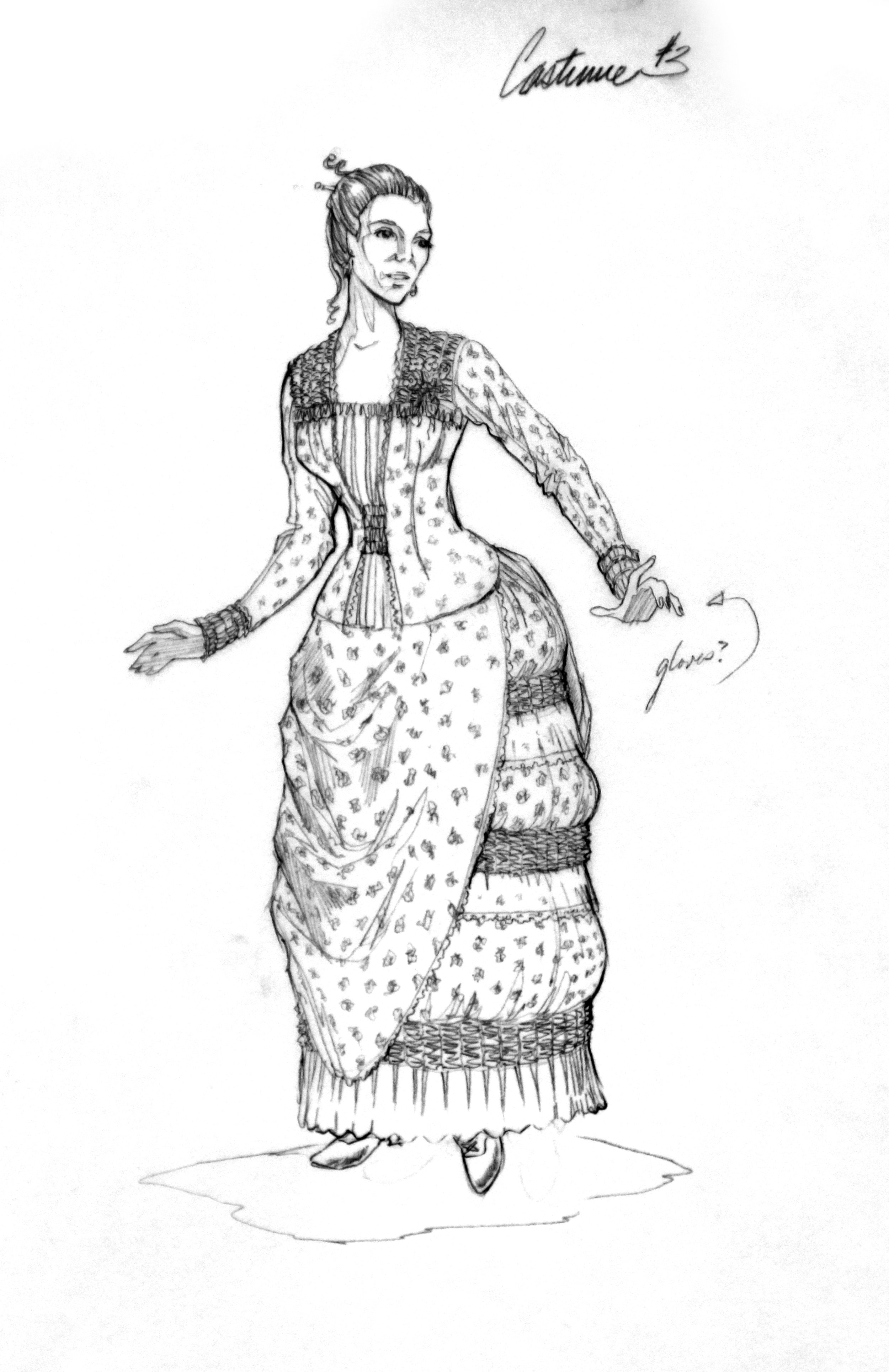 Mary Steenburgen Costume Sketch for Joanna Johnson - Costume Designer - BACK TO THE FUTURE II