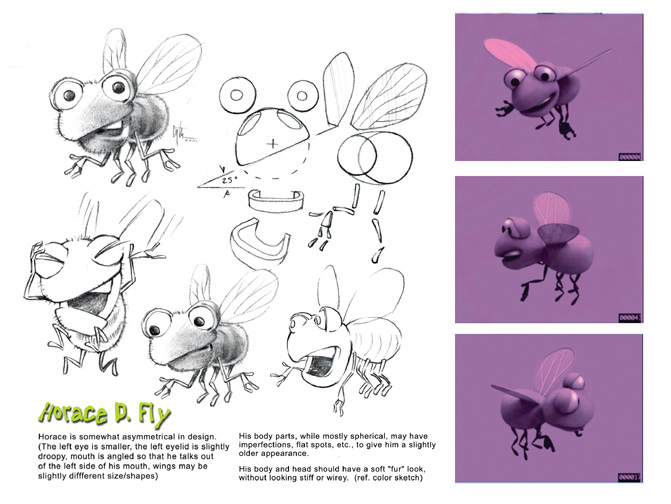 Horace the Fly, Sketches and Digital Model
