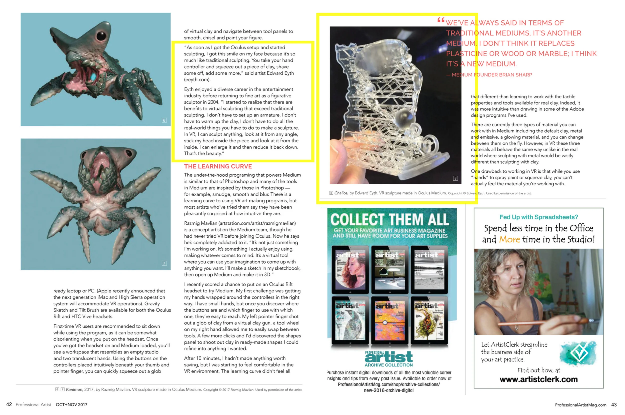 Professional Artist Magazine - Oct/Nov 2017