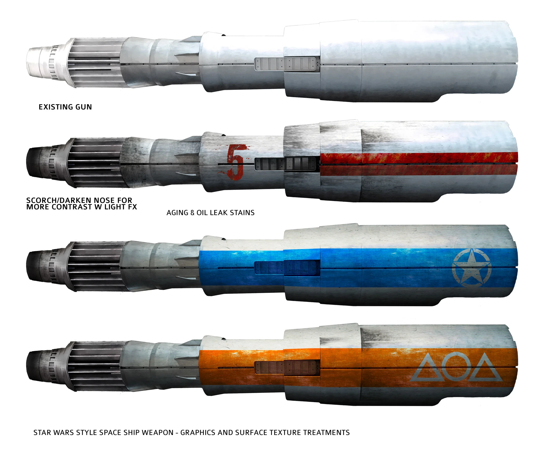 Space Ship Cannon Graphics and Surface Treatment