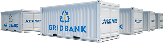 Several Alevo batteries in standard containers