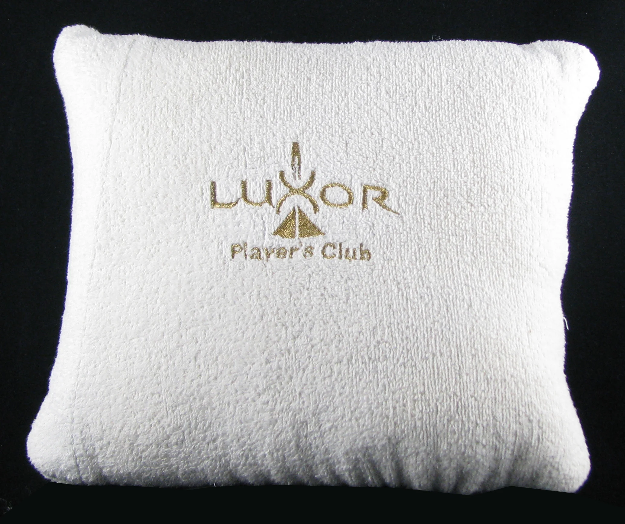 A client's Mom loved Vegas! Here is a pillow made from the bathrobe from the LUXOR Player's Club as a rememberance.