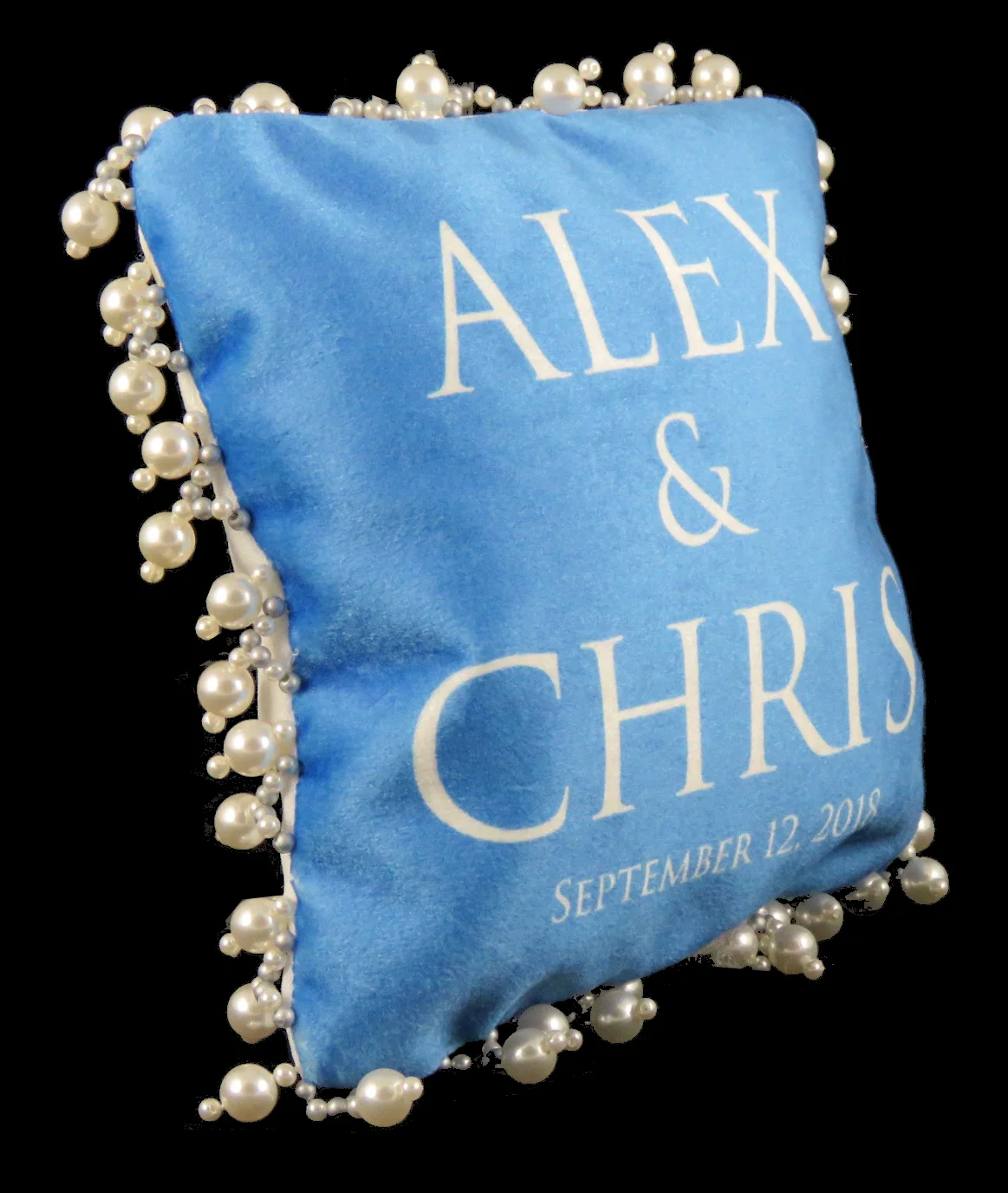 Velvet with pearl bead trim.