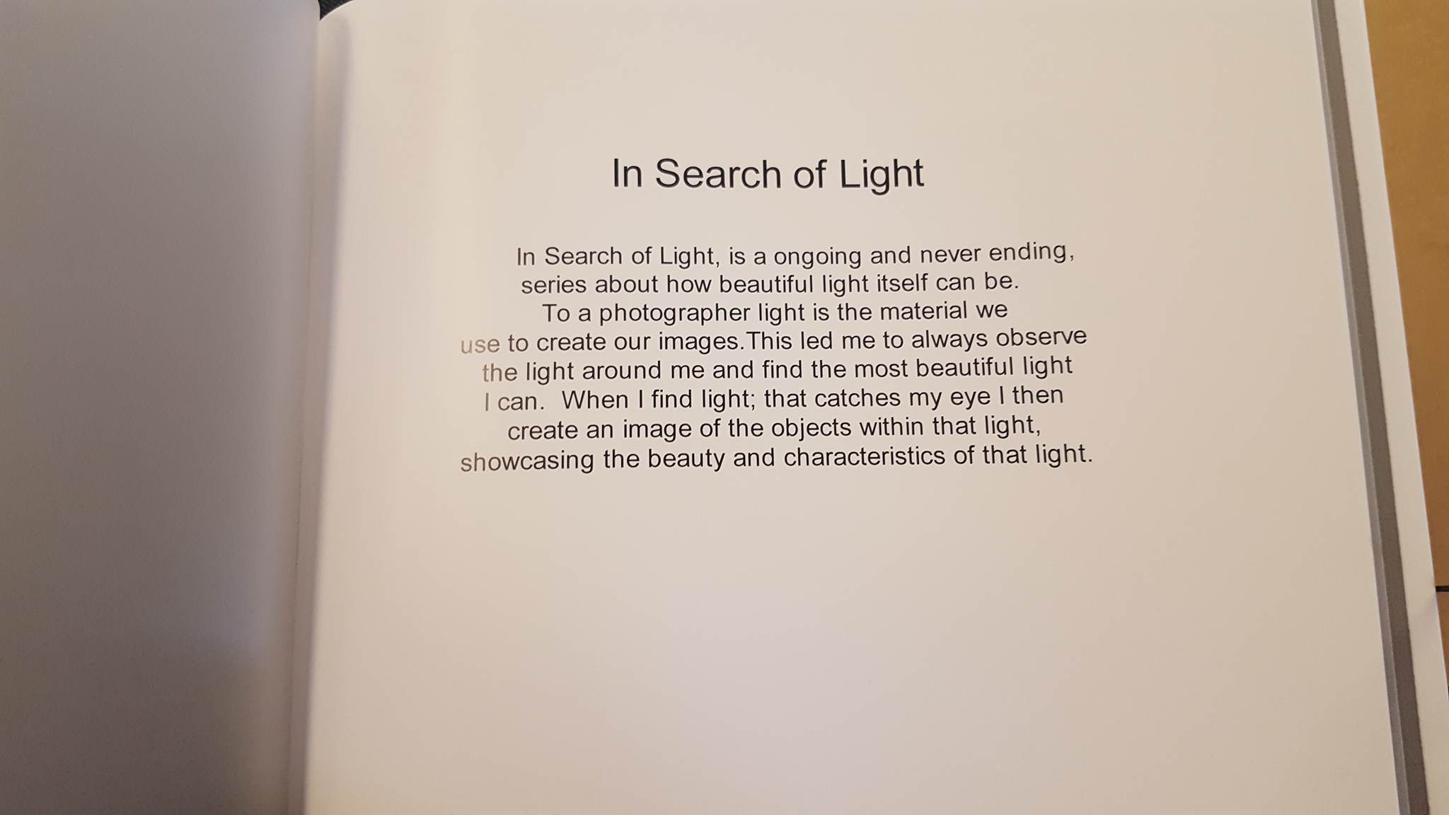 Short Description about the In Search of Light Personal Project