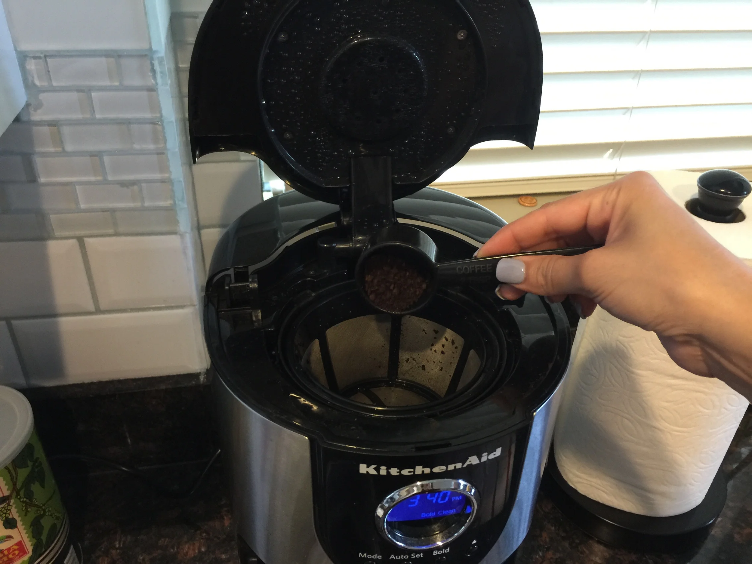 I know some people will set the coffee maker to brew automatically but I chose to physically press the button because it forces me out of bed!